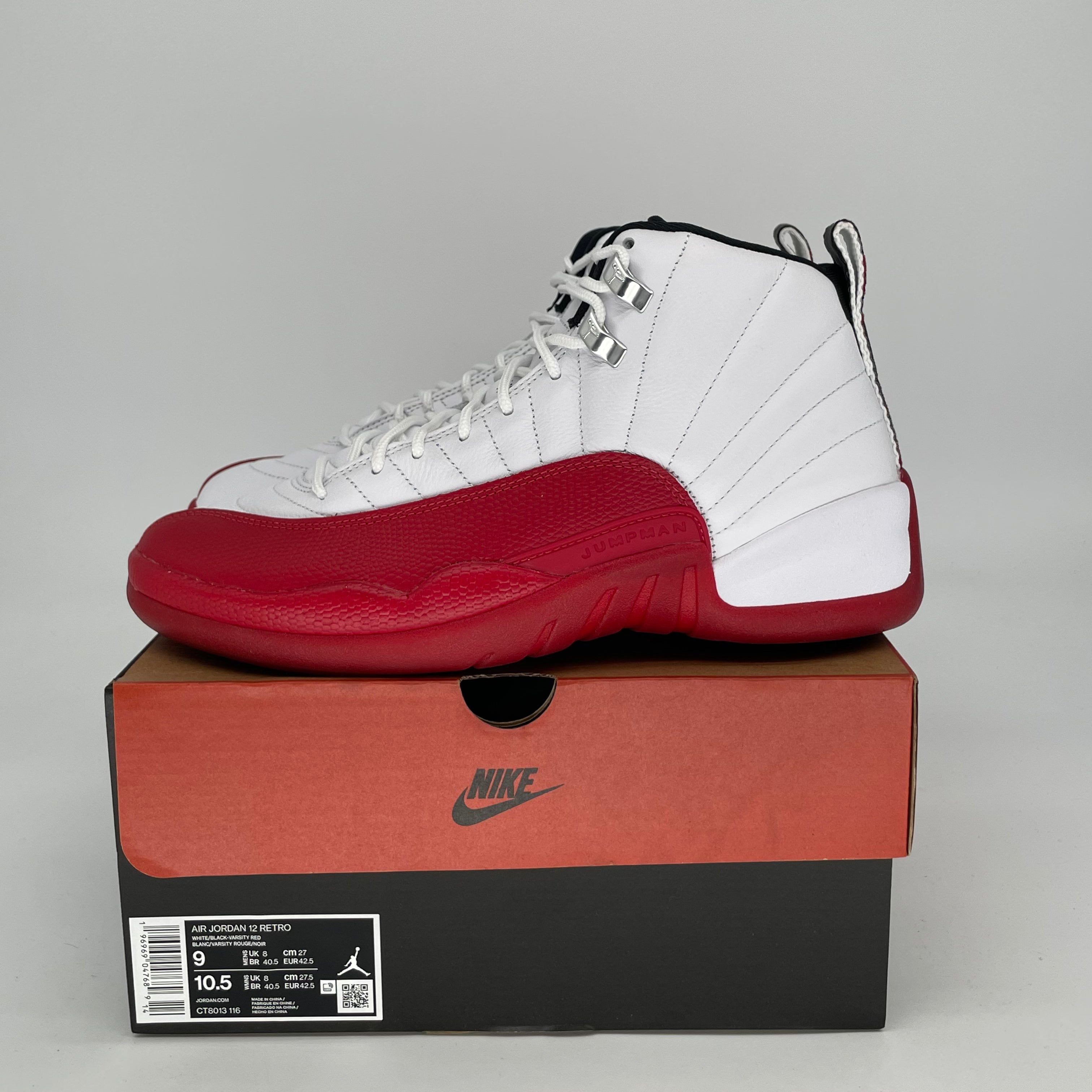 AIR JORDAN 12 CHERRY Basketball Shoes - Size 9/10.5 Women's - Style CT8013-116 - Perfect for Streetwear & Court Performance