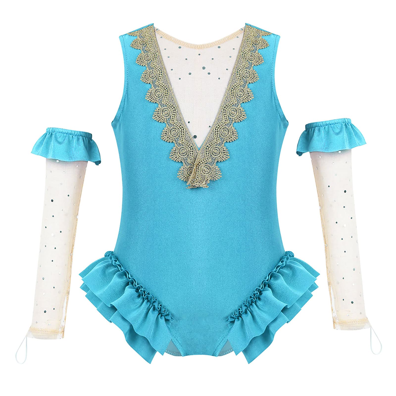 CHICTRY Girls' Circus Trapeze Costume - Sparkle Princess Leotard with Ruffles & Gloves - Dress Up Outfits for Halloween, Birthday Parties & Performances
