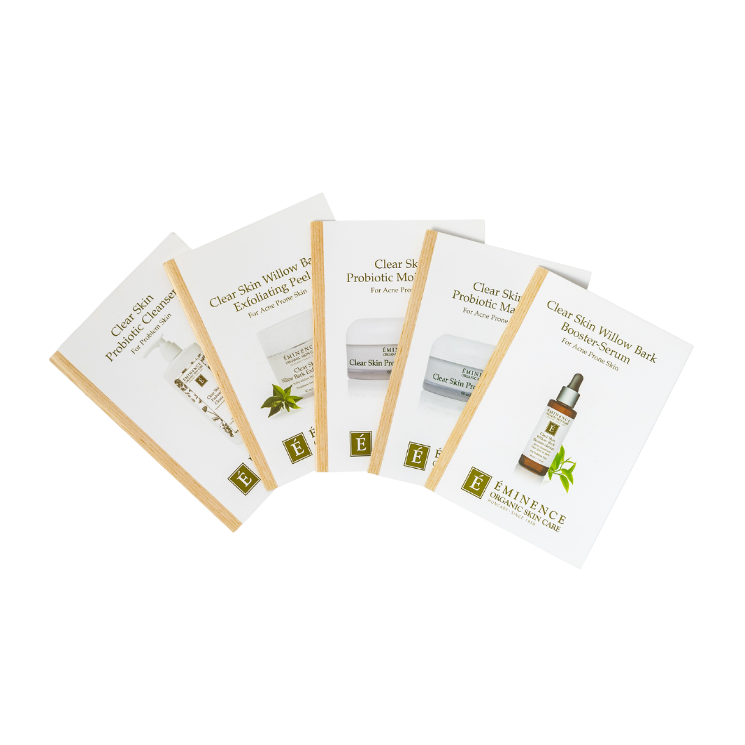 Eminence Organics Clear Skin Sample Set - Organic Acne Treatment Kit for Oily & Blemish-Prone Skin | Travel-Friendly Skincare Essentials for Face Care Routine