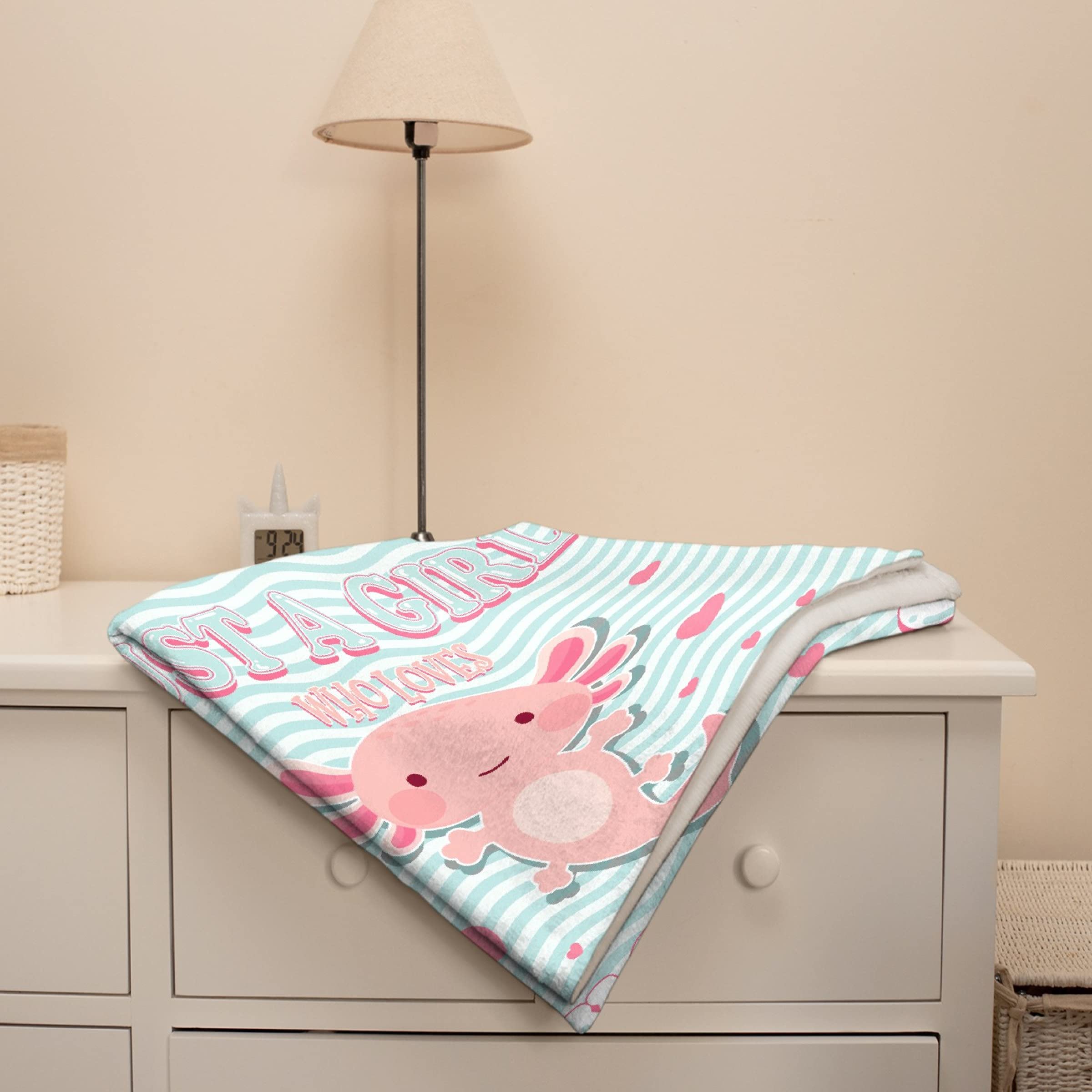 Soft Flannel Axolotl Blanket for Girls & Kids - Cute Kawaii Plush Animal Throw Blanket 120x90 Inches Oversized - Perfect for Bed, Couch, Chair & Room Decor - Lightweight Cozy Gift for Axolotl Lovers