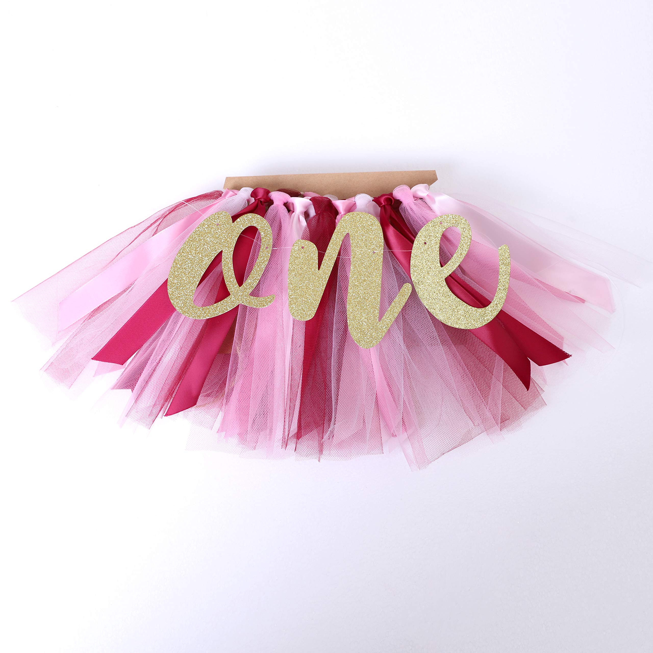 1st Birthday Tutu Banner - Mauve Highchair Garland for First Birthday Decorations, Cake Smash Photo Prop, Baby Shower & Gender Reveal Party Decor