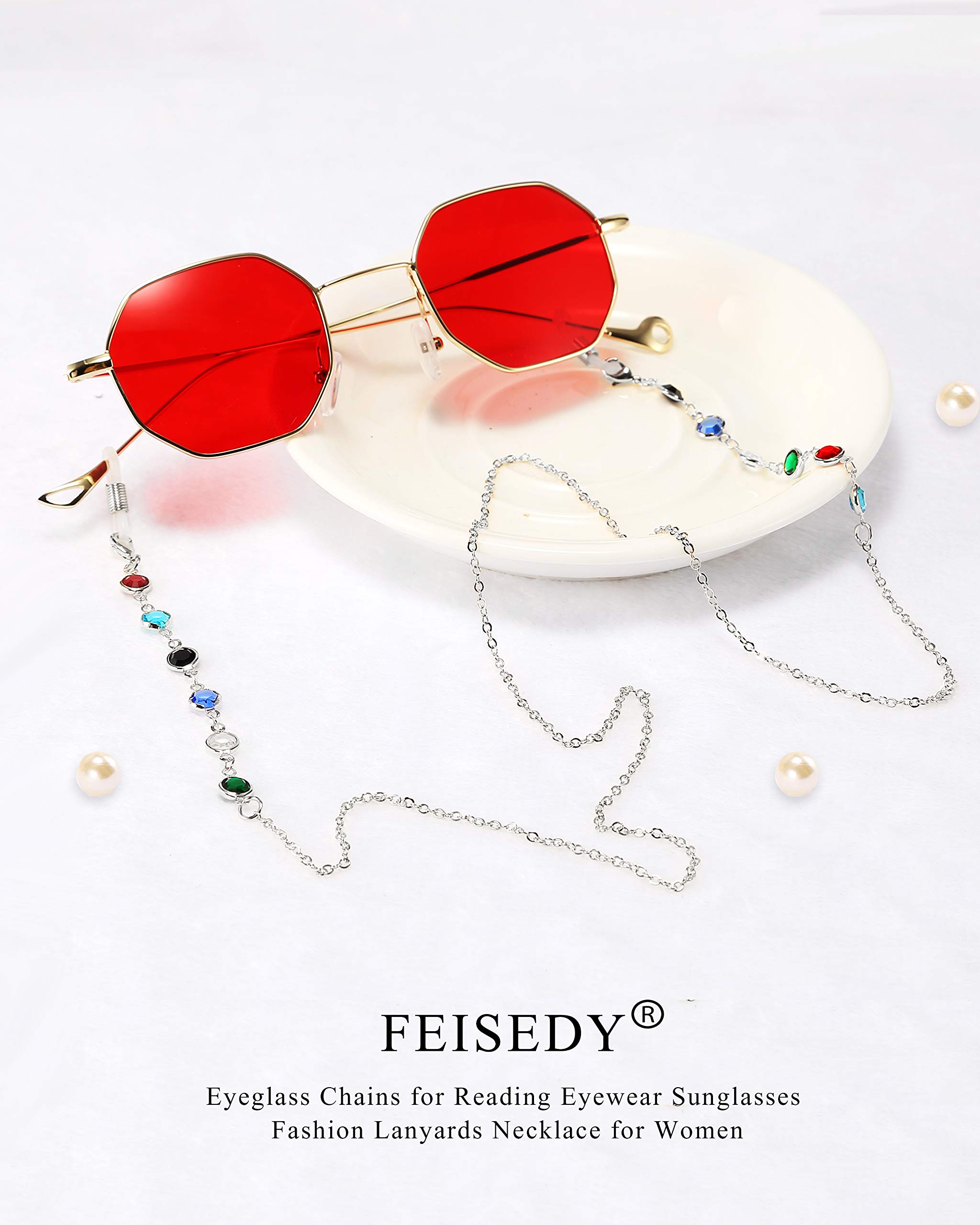 FEISEDY Women's Eyeglass Lanyard - Fashion Reading Glasses Retainer for Work & Travel