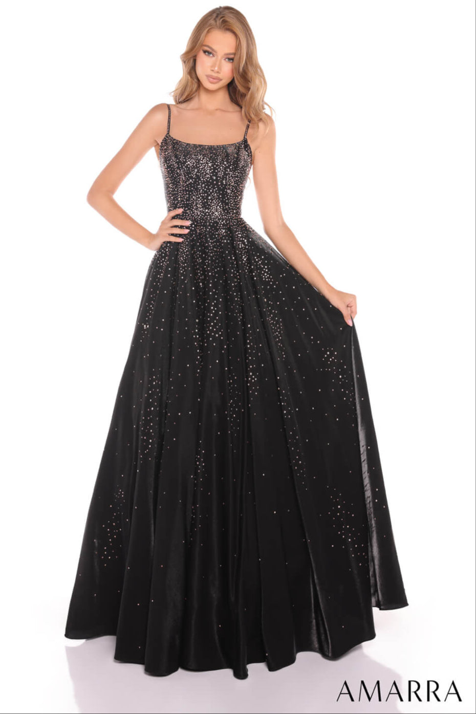 Elegant Amarra Hot Stone Ball Gown with Scoop Neckline - Perfect for Prom, Evening Gala & Formal Events