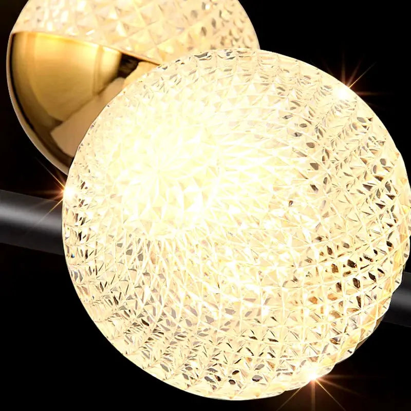 Elegant Black and Gold Glass Globe Chandelier - 8 or 10 Light Modern Ceiling Fixture for Dining Room, Living Room & Bedroom Lighting