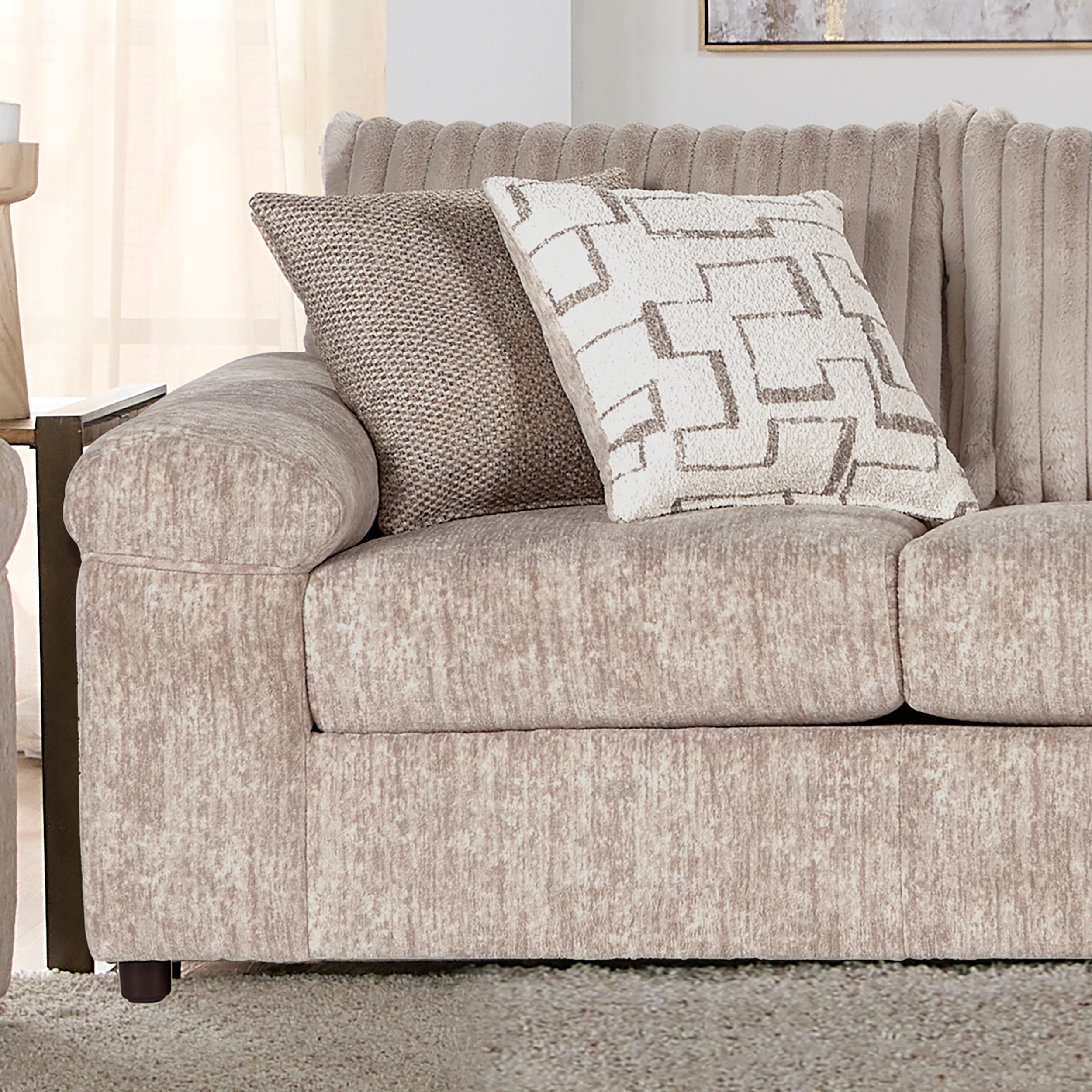 Roundhill Furniture Nason Wide Wale Corduroy Sofa - Modern Comfortable Fabric Couch for Living Room, Lounge & Home Decor