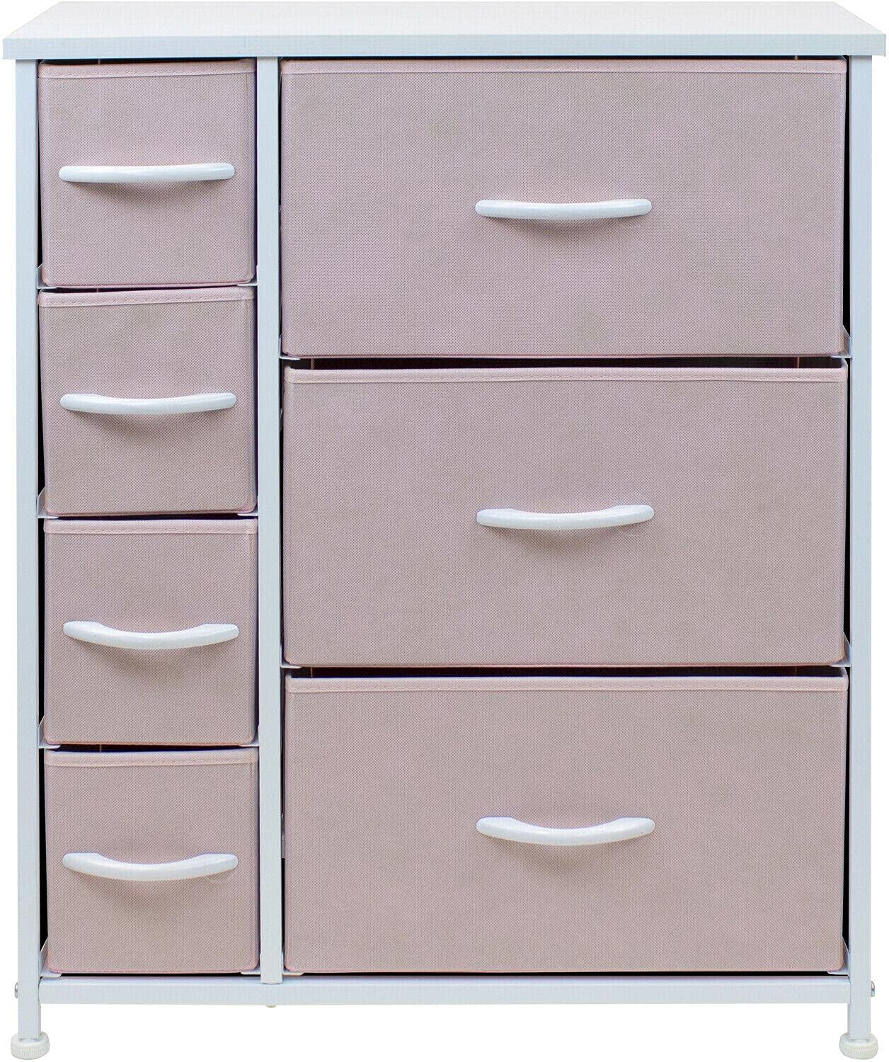 7-Drawer Nightstand Chest Dresser for Bedroom & Office - Pink Storage Cabinet with Organizer | Perfect for Bedside Storage, Closet Organization & Small Space Furniture