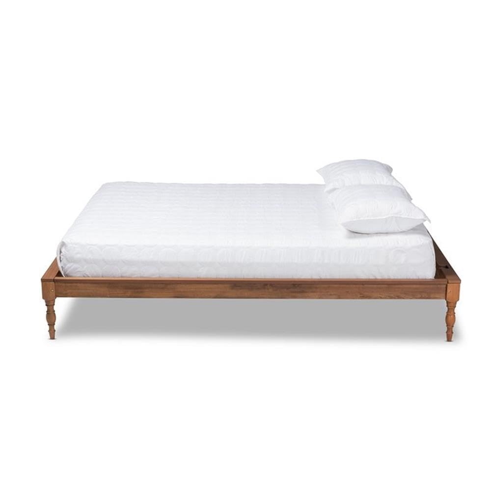 BOWERY HILL Queen Size Wood Bed Frame - Ash Brown Finish - Sturdy & Elegant Platform Bed for Master Bedroom, Guest Room, or Dorm