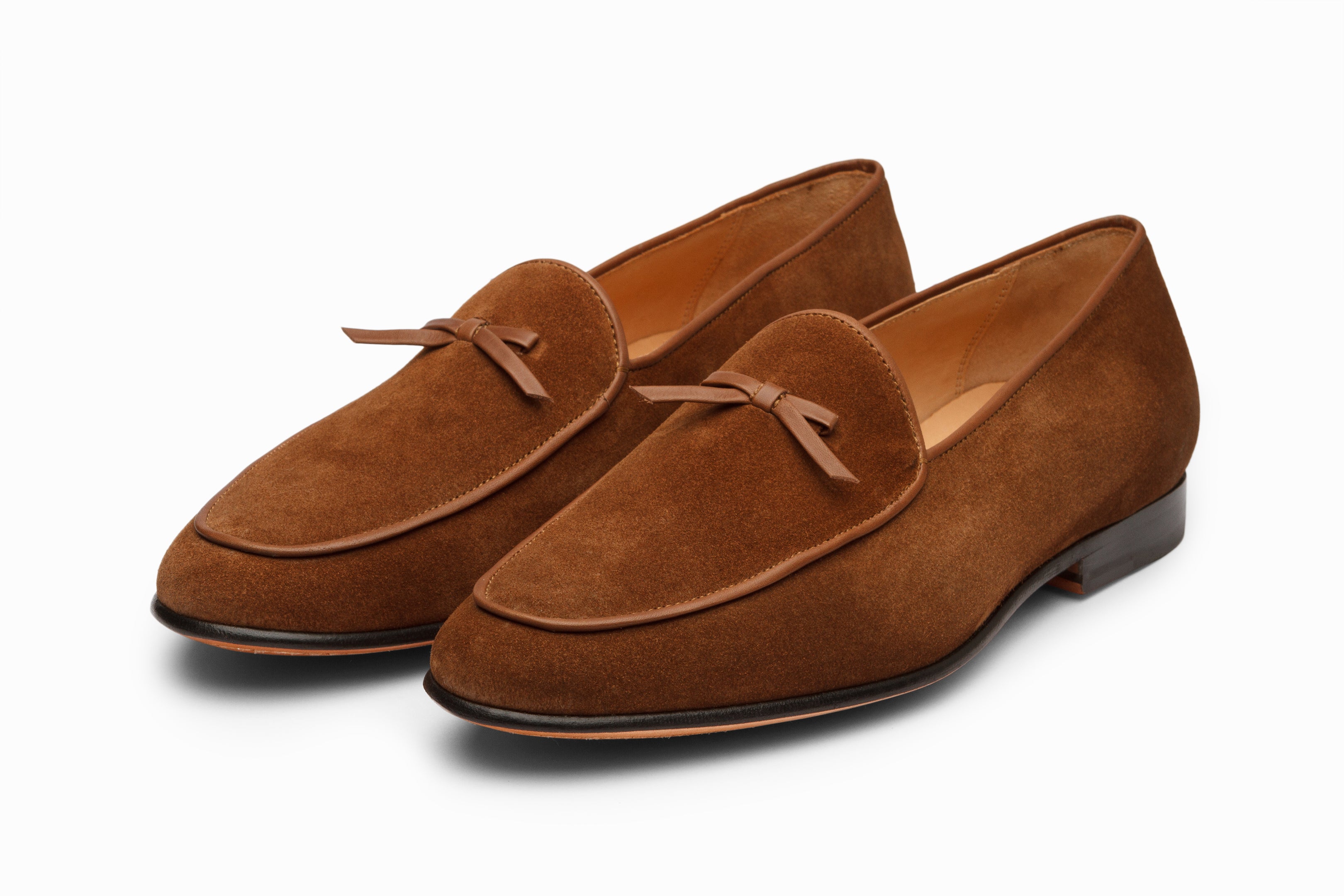 Premium Belgian Loafers in Cognac Suede Leather - Comfortable & Stylish Men's Slip-On Shoes for Business Casual & Office Wear