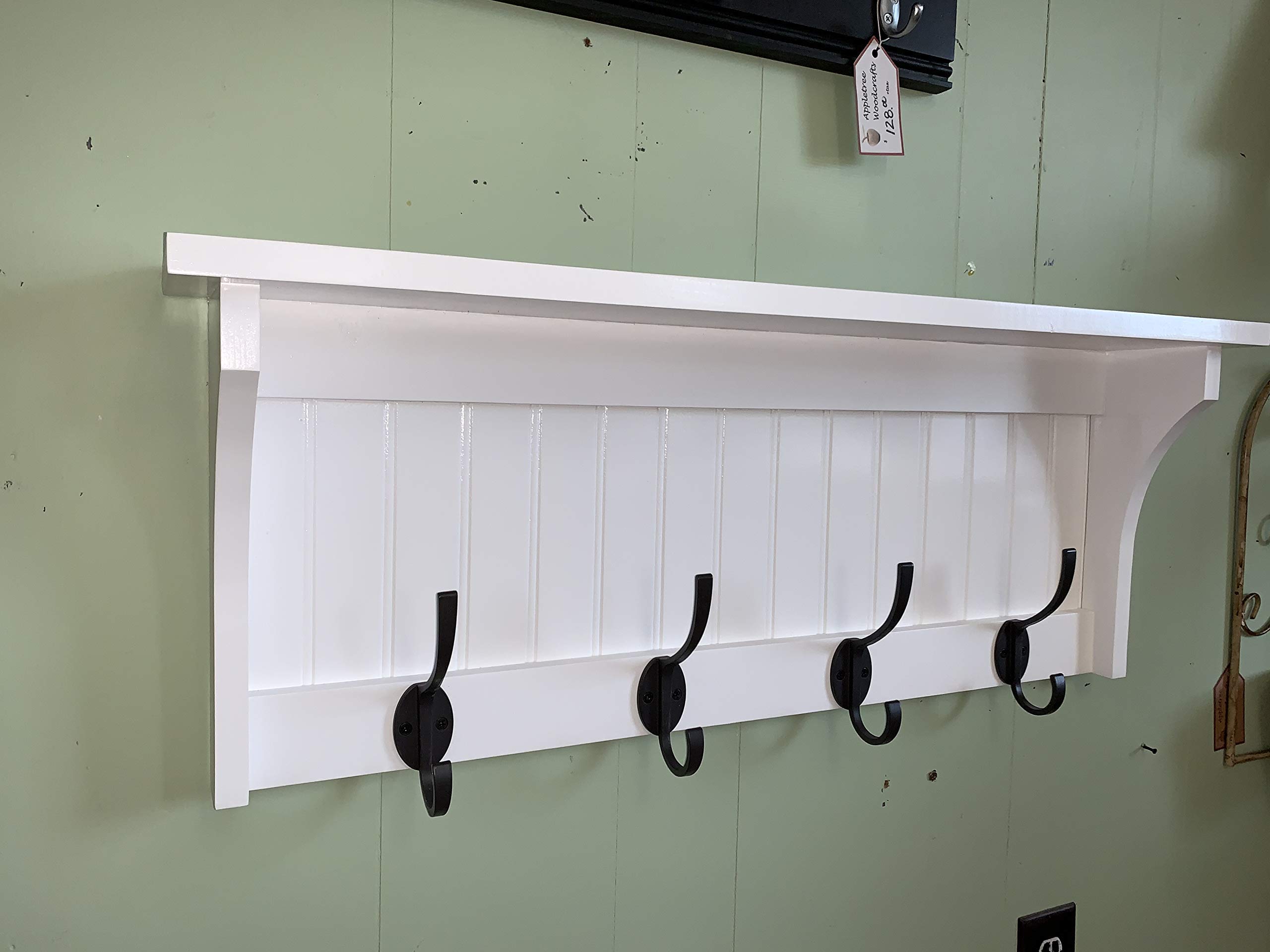 Modern Wooden Wall Mounted Coat Rack with Hooks & Shelf - Sturdy Entryway Organizer for Jackets, Hats, Bags & Robes - Perfect for Hallway, Bedroom or Mudroom Storage