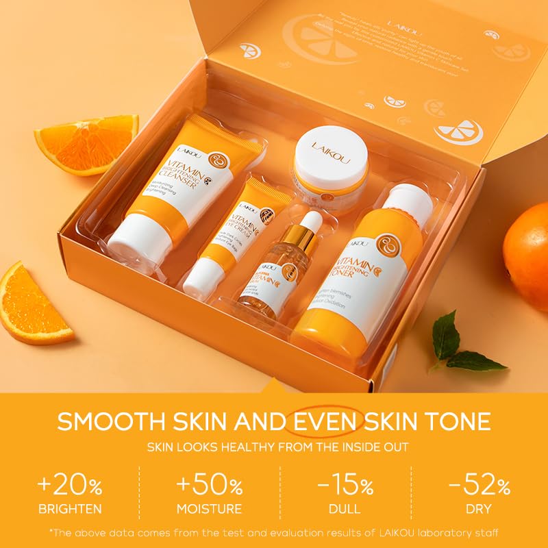Vitamin C Skincare Set - 5-in-1 Hydrating Kit for Women & Men | Daily Facial Care