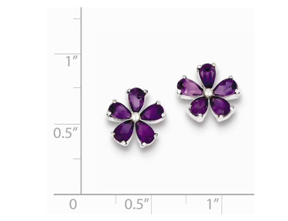 925 Sterling Silver Amethyst Flower Earrings for Women – Elegant Dainty Jewelry Gift for Birthday, Wedding & Special Occasions