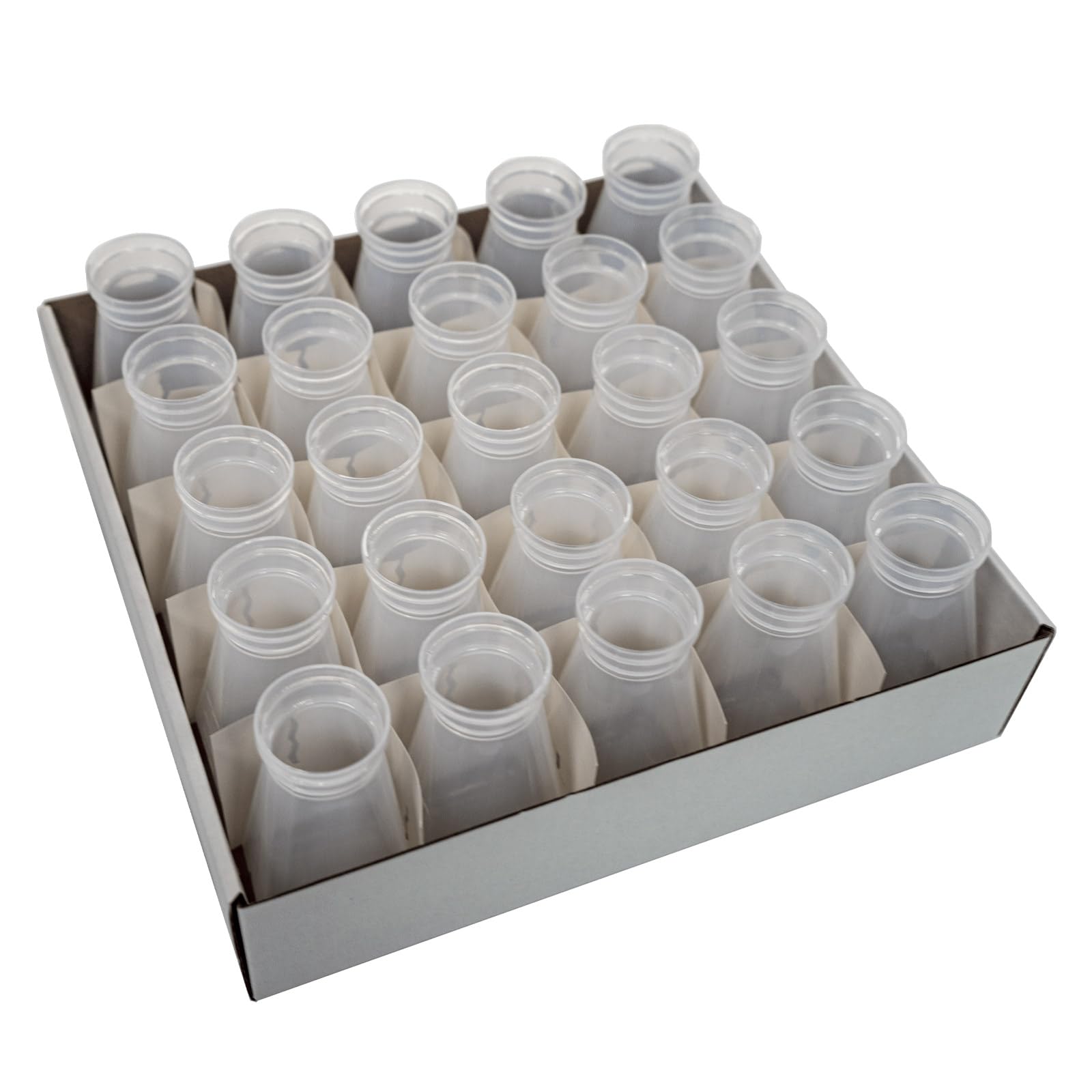 Biologix Drosophila Bottles - 200-Pack Square Bottom PE Stock Bottles with Tray Packaging for Lab Fruit Fly Culturing and Research