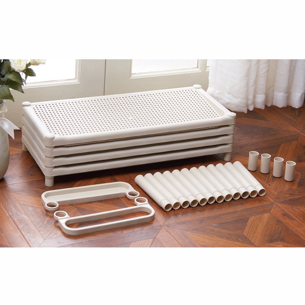 Stackable White Plastic Mesh Shoe Rack - Over The Door Space Saving Shoe Organizer with 4 Tier Beveled Shelves & Umbrella Stand - Removable Narrow Shoe Storage (68cm/26.8