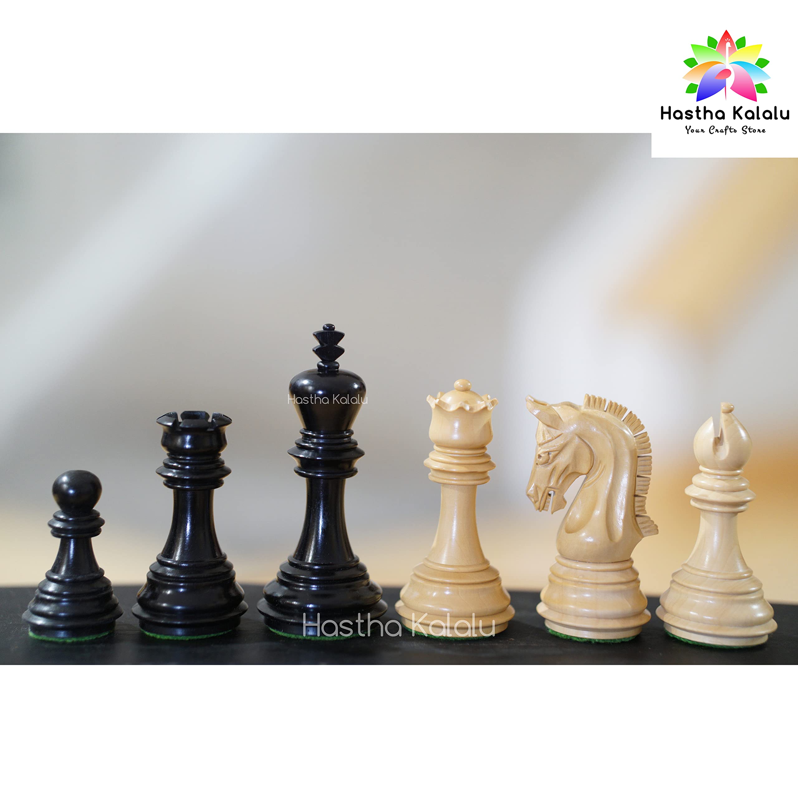Handcarved Staunton Luxury Chess Pieces Set - 3.8