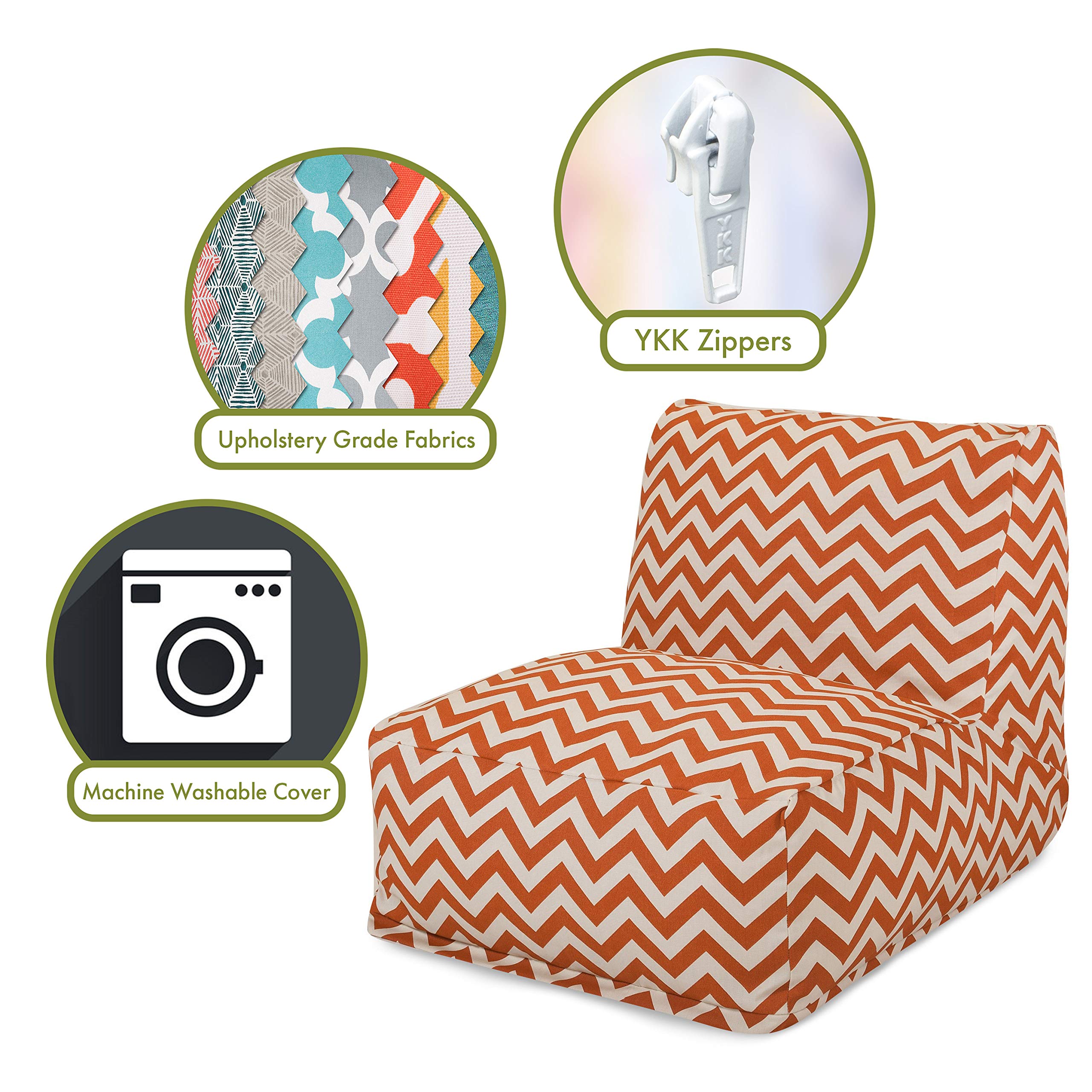 Burnt Orange Zig Zag Bean Bag Chair Lounger - Ultra Soft & Stylish Accent Furniture for Living Room, Bedroom, or Game Room - Perfect for Relaxing, Gaming & Movie Nights