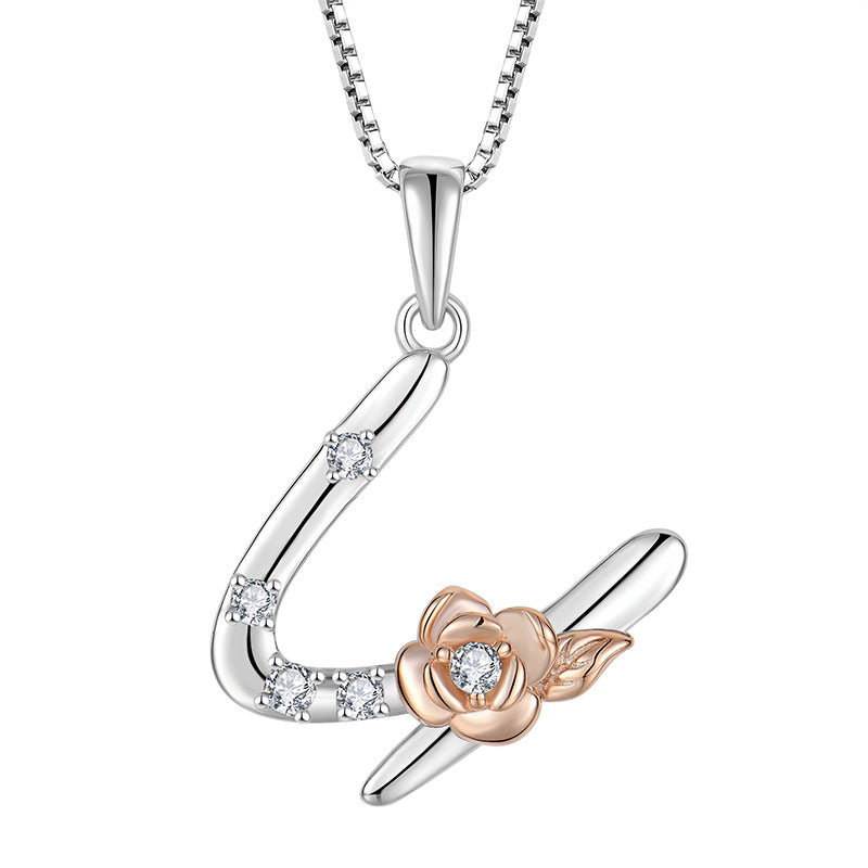 925 Sterling Silver Necklace for Women - Personalized Initial Pendant with Zircon - Elegant Collarbone Chain Jewelry Gift for Her - Perfect for Birthdays, Anniversaries and Special Occasions