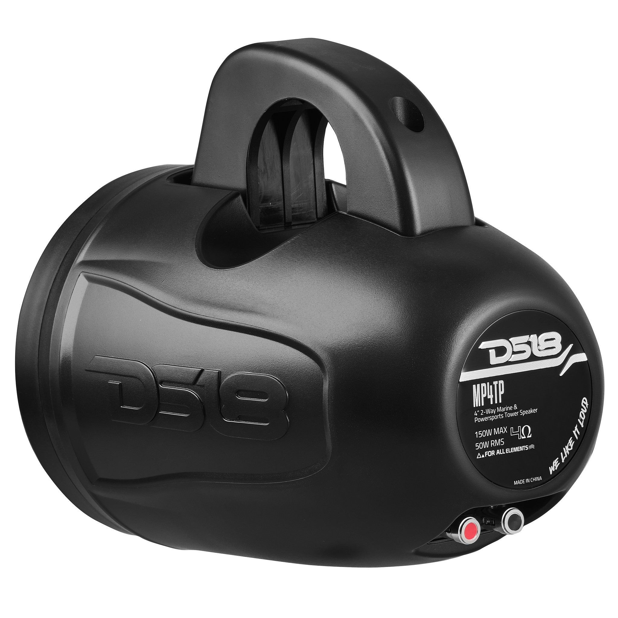 MP4 Wakeboard Tower Speakers - 50 Watts RMS, Black - Premium Marine Audio for Wakeboarding, Boating & Water Sports