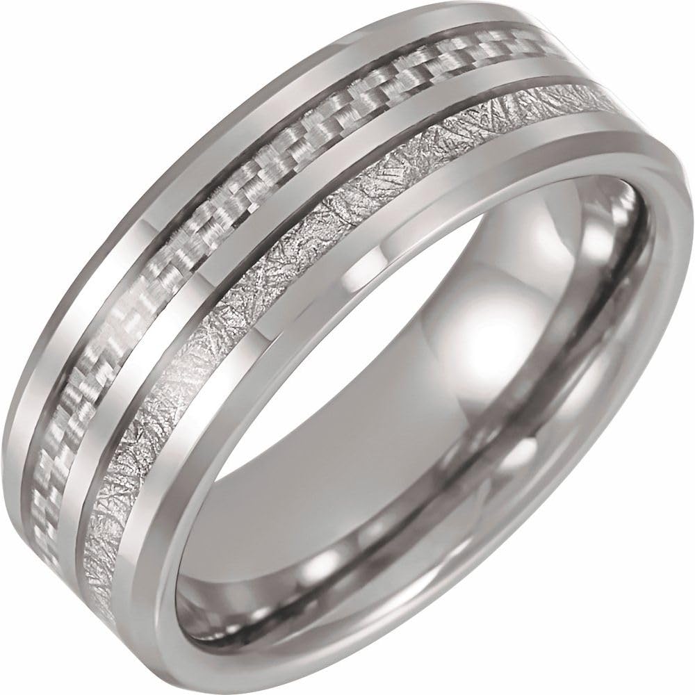 Sonia Jewels Wedding Band Ring - Simulated Meteorite & Carbon Fiber Inlay for Men & Women - Perfect for Engagement, Anniversary & Special Occasions