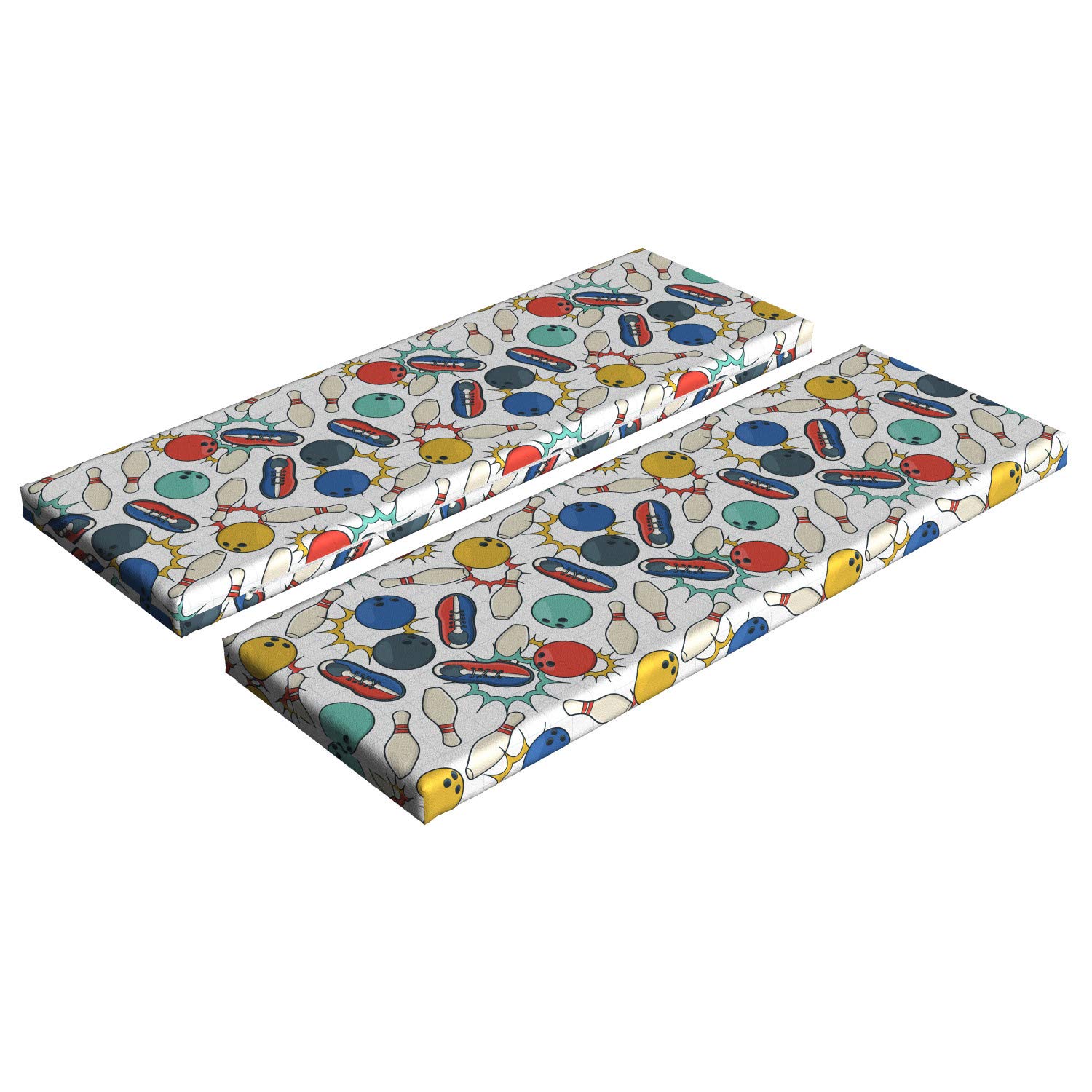 Ambesonne 2-Piece Bowling Bench Cushion Set - Retro Doodle Design with Notebook Sheet Backdrop, Foam Seat Pads & Decorative Covers (45
