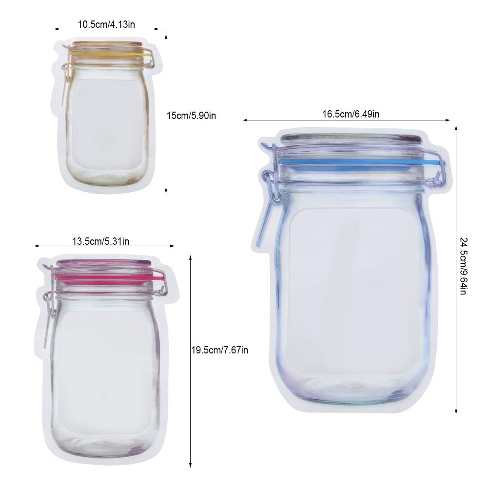10 Pack Reusable Snack Storage Bags - Leak Proof Bottle Pattern Design for Chips, Nuts, Fruits | Perfect for School Lunches, Travel & Picnics
