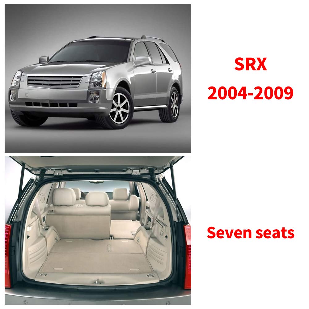 2004-2009 Cadillac SRX 7-Seater Custom Fit All-Weather Floor Mats - Premium Non-Slip Leather Car Floor Liners (Black/Beige) for Ultimate Protection & Style | Perfect for Daily Commutes, Family Road Trips & Winter Driving