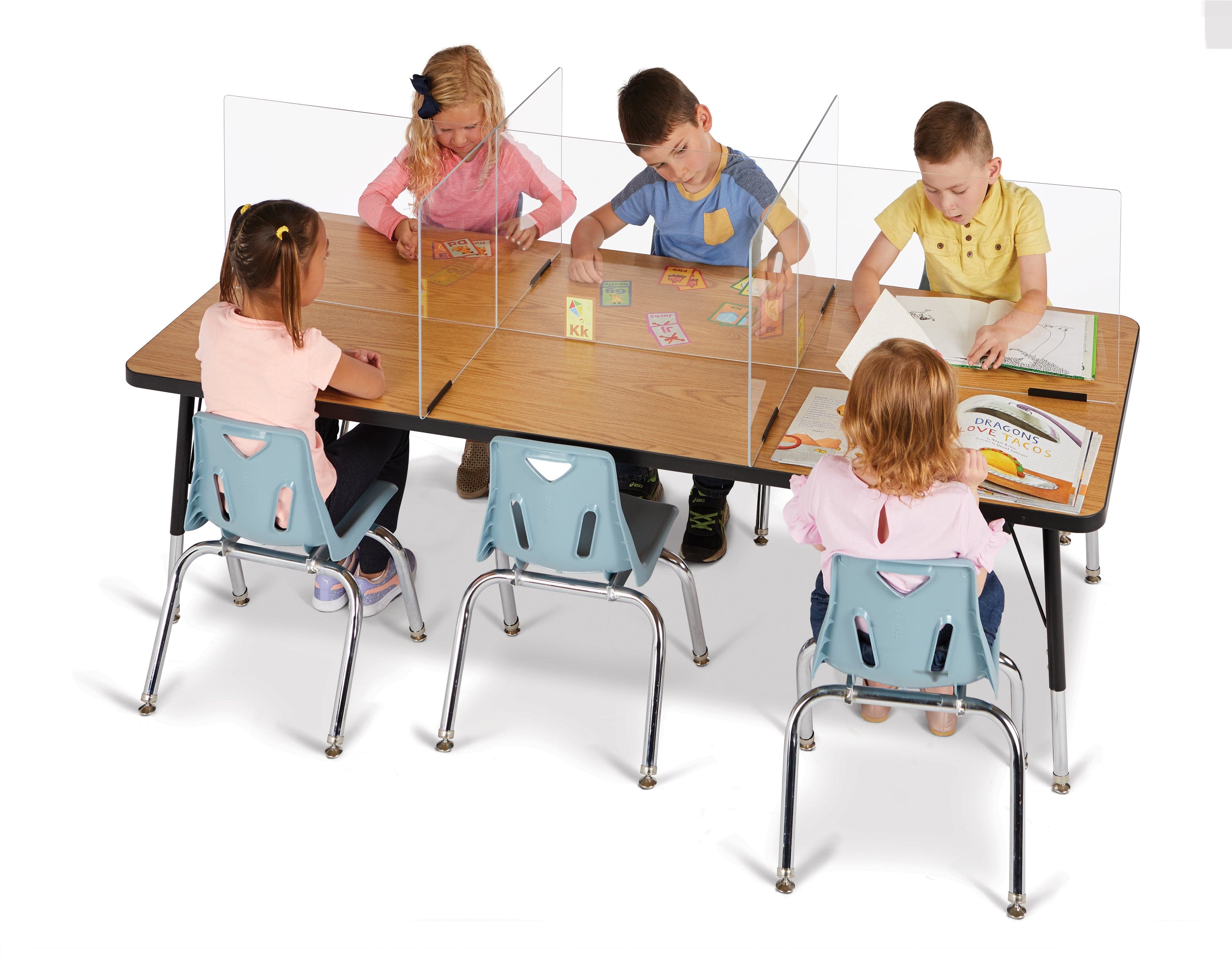 Clear Acrylic Table Divider - 6 Station Office Partition, 70.5