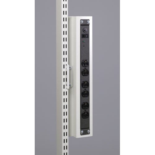 14-9113529 Vertical Power Strip with Clamp - 6 Outlet Surge Protector for Home Office, Kitchen, Workshop & Entertainment Setup - Space-Saving Electrical Outlet Extender