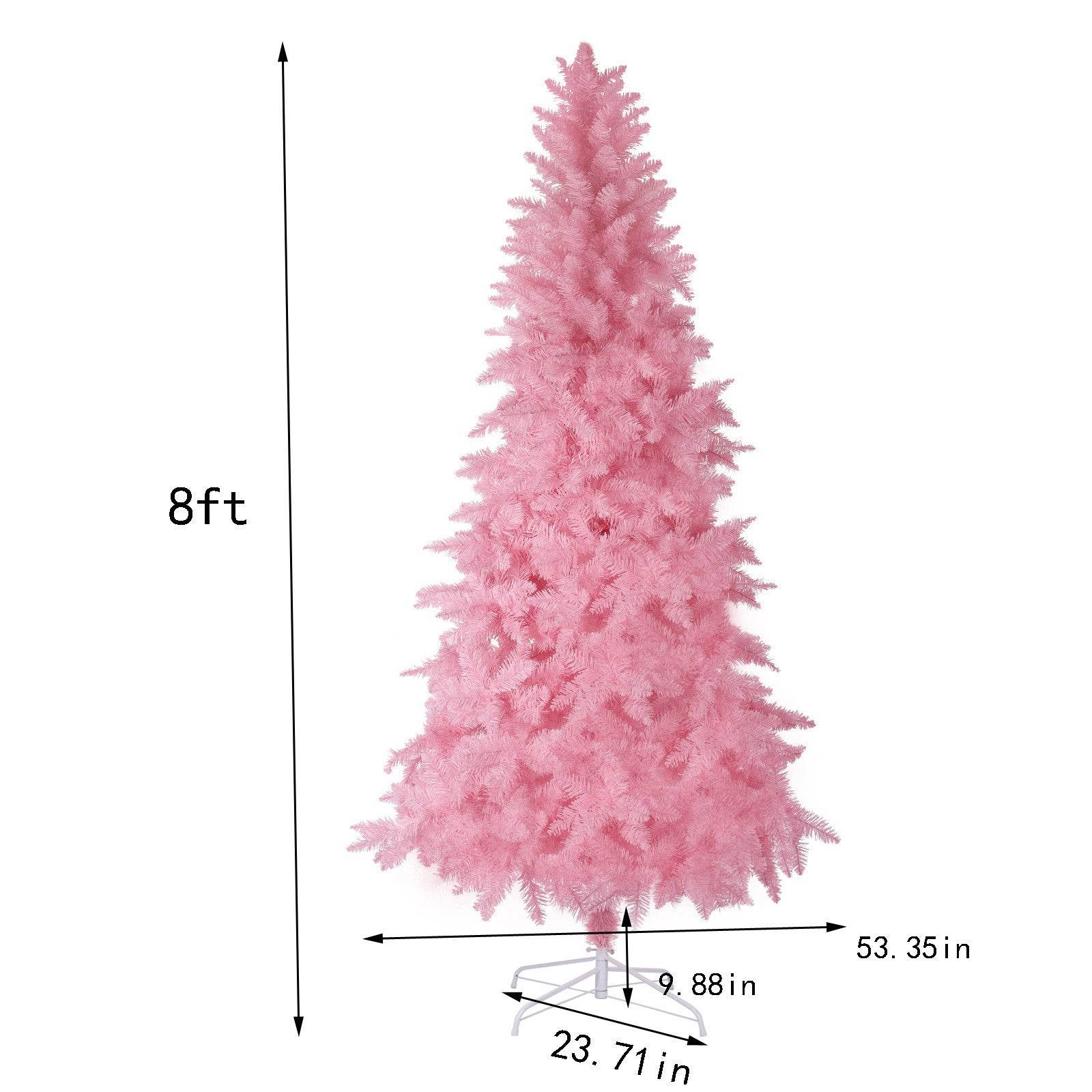 8ft Pink Artificial Christmas Tree - Kawaii Style Holiday Decor for Home, Office & Party | Fluffy Branches & Easy Setup