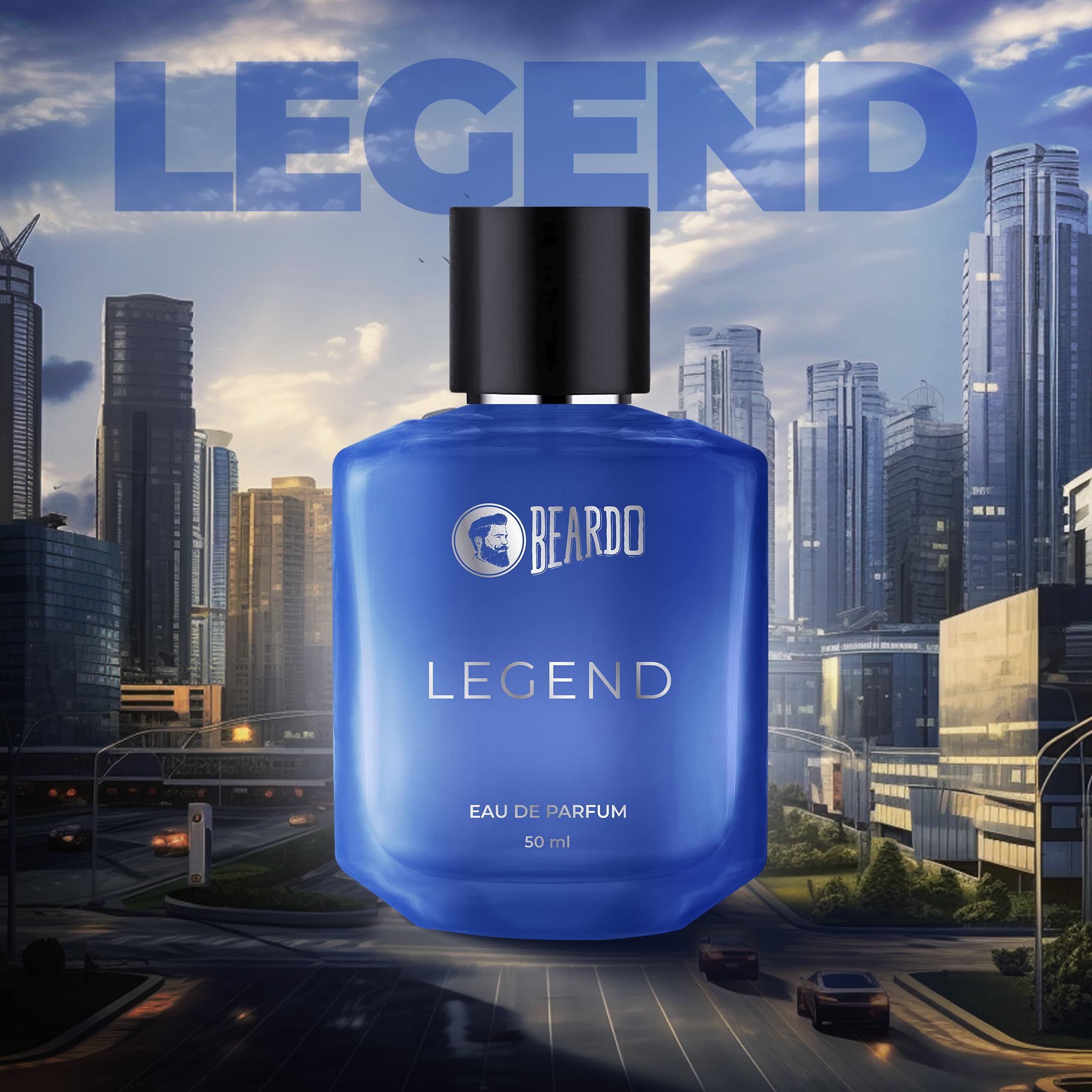 Beardo LEGEND Men's Eau De Parfum 50ml - Intense Fresh Musky Woody Fragrance | Long Lasting Cologne for Him | Perfect Valentine's Day, Christmas & Anniversary Gift for Husband/Boyfriend | Romantic Date Night, Office Wear & Special Occasions