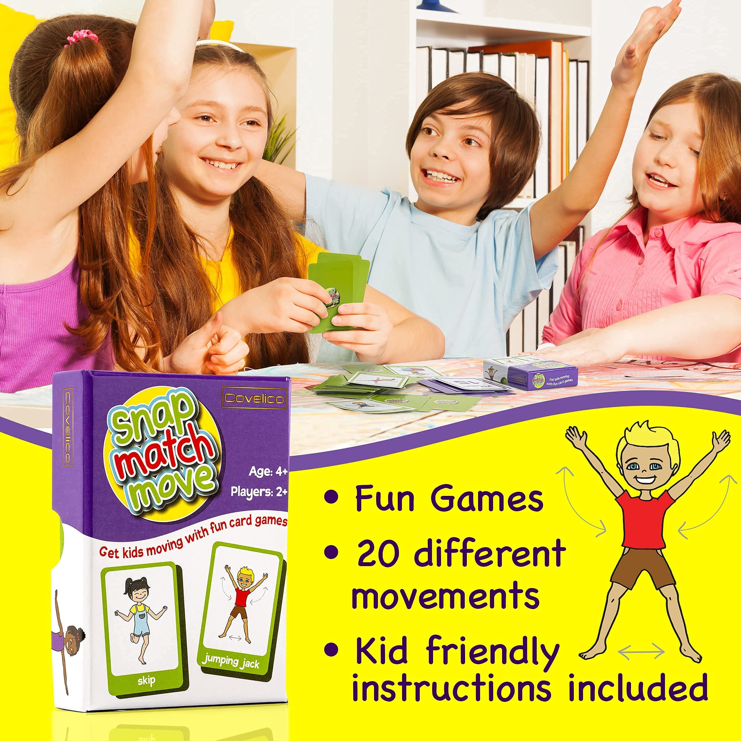 Kids Exercise Cards - Indoor Fitness Equipment for Children, Fun Exercise Games & PE Teacher Supplies for Classroom, Recess & Adapted PE Activities - Perfect for Home, School & Therapy Use