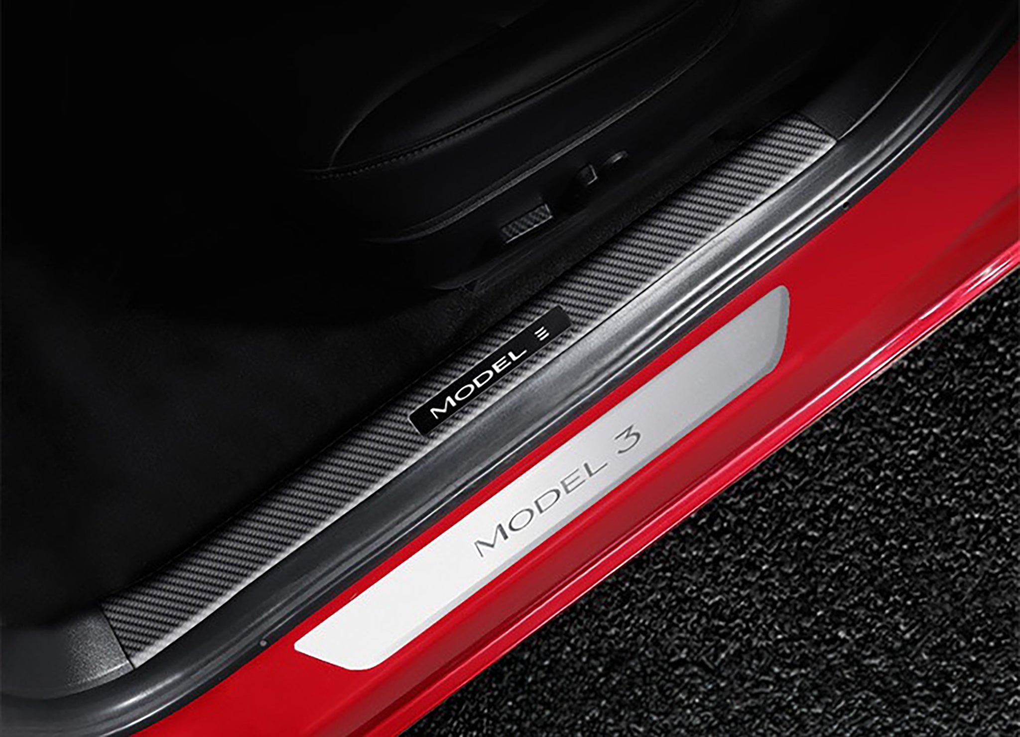 Premium Carbon Fiber Door Sill Protectors for Tesla Model Y & Model 3 - Scratch-Resistant Car Interior Accessories for Enhanced Style & Protection (Perfect for Daily Commute & Car Shows)