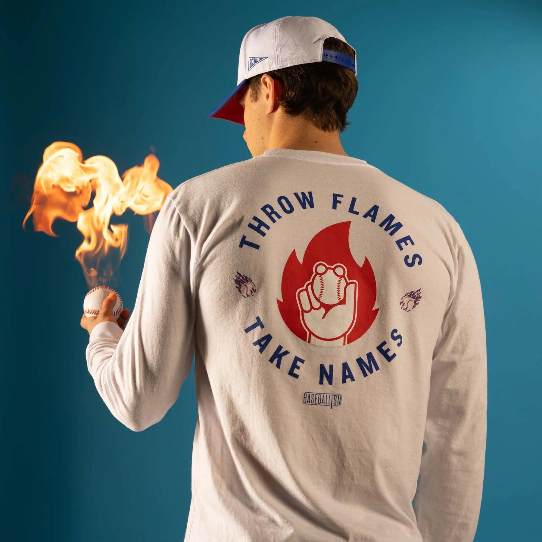 Baseballism Flame Thrower Long Sleeve Performance Shirt - Moisture Wicking & UV Protection for Baseball Training & Outdoor Sports