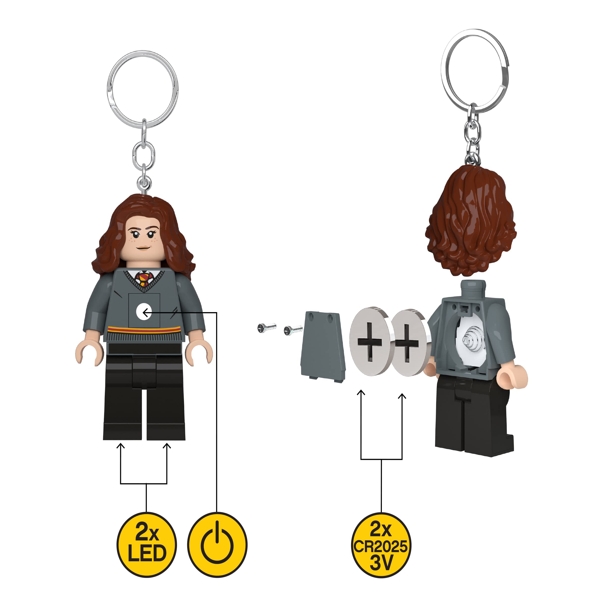 LEGO Harry Potter Hermione Granger Keychain Light - 3 Inch Tall Collectible Toy for Backpacks & Gifts (KE199) | Perfect for Harry Potter Fans & Cosplay Accessories