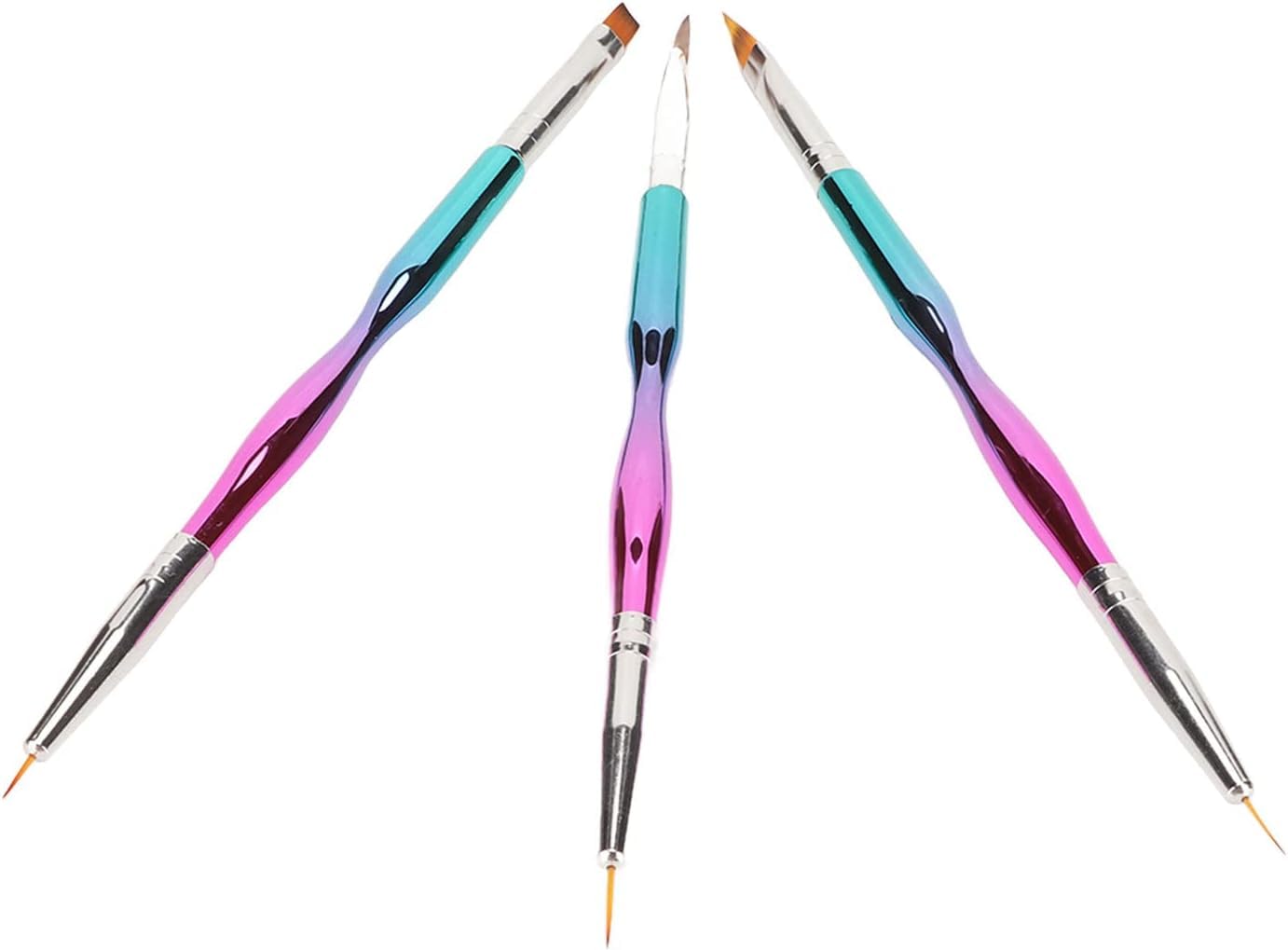 NAILWIND 3pcs Double Ended Nail Art Brush Set - Professional Gel Nail Liner & Painting Brushes for Nail Design, DIY Manicure & Salon Use - Perfect for Acrylic, Gel Polish & Nail Art Accessories
