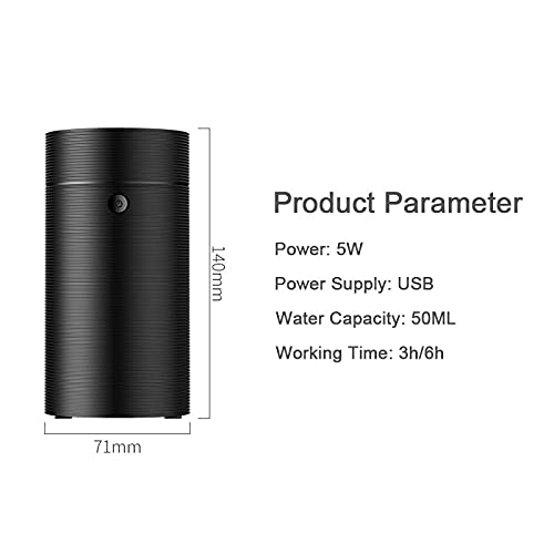 Black USB Aroma Diffuser & Humidifier for Car, Office, Home - Essential Oil Cool Mist Maker for Aromatherapy, Air Freshening & Relaxation | Perfect for Work Desks, Bedrooms & Small Spaces