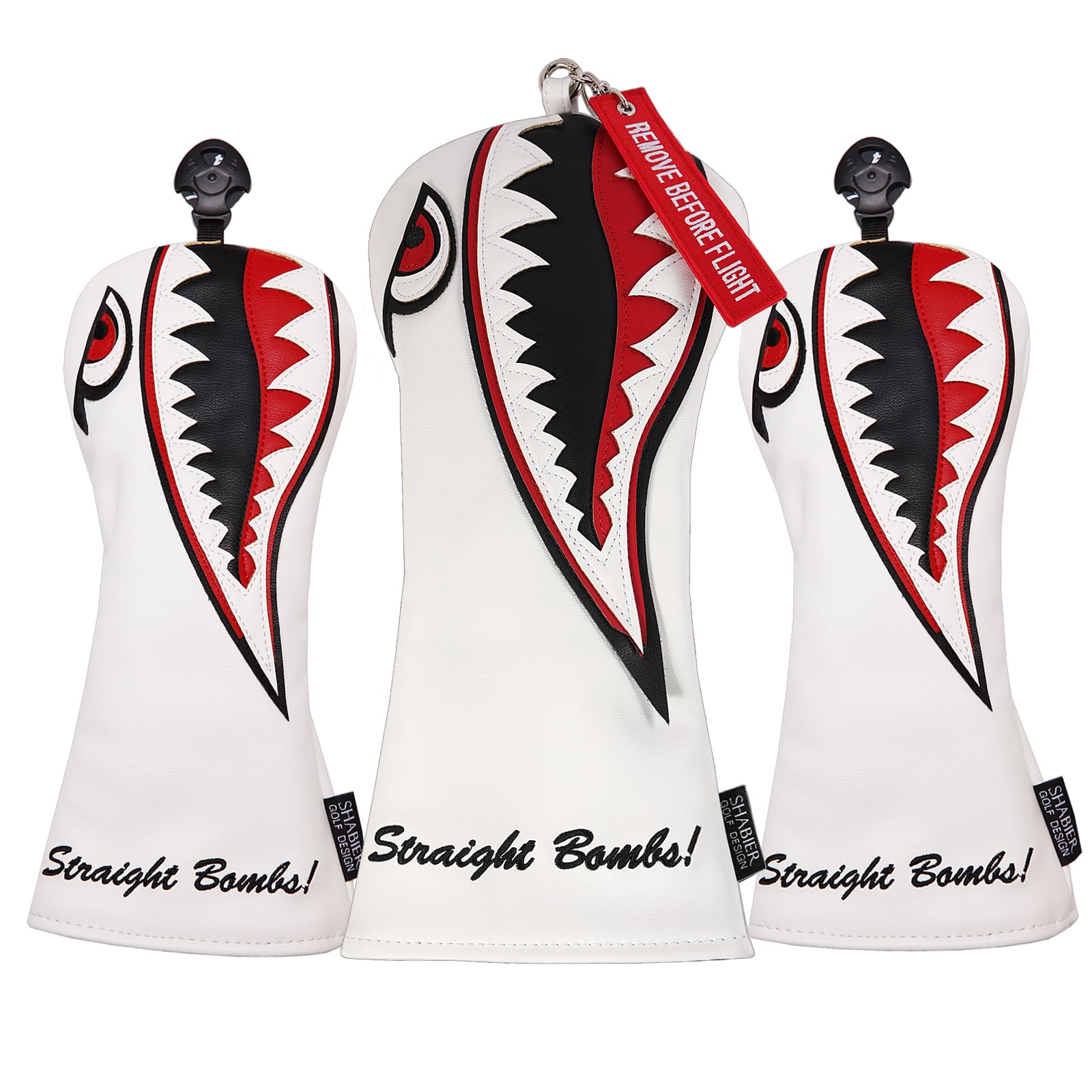 Premium Flying Tiger Warshark Golf Club Headcover - Hybrid Compatible, Durable Protection for Woods & Hybrid Clubs | Perfect for Golf Course & Driving Range Use