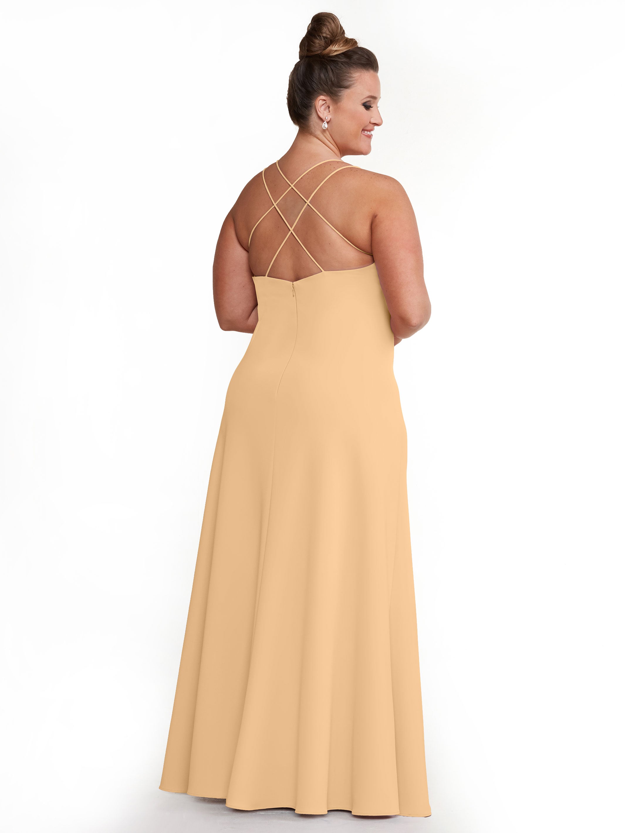 Elegant 83045 Double Knit A-Line Bridesmaid Dress with Adjustable Spaghetti Straps - Perfect for Weddings, Formal Events & Special Occasions