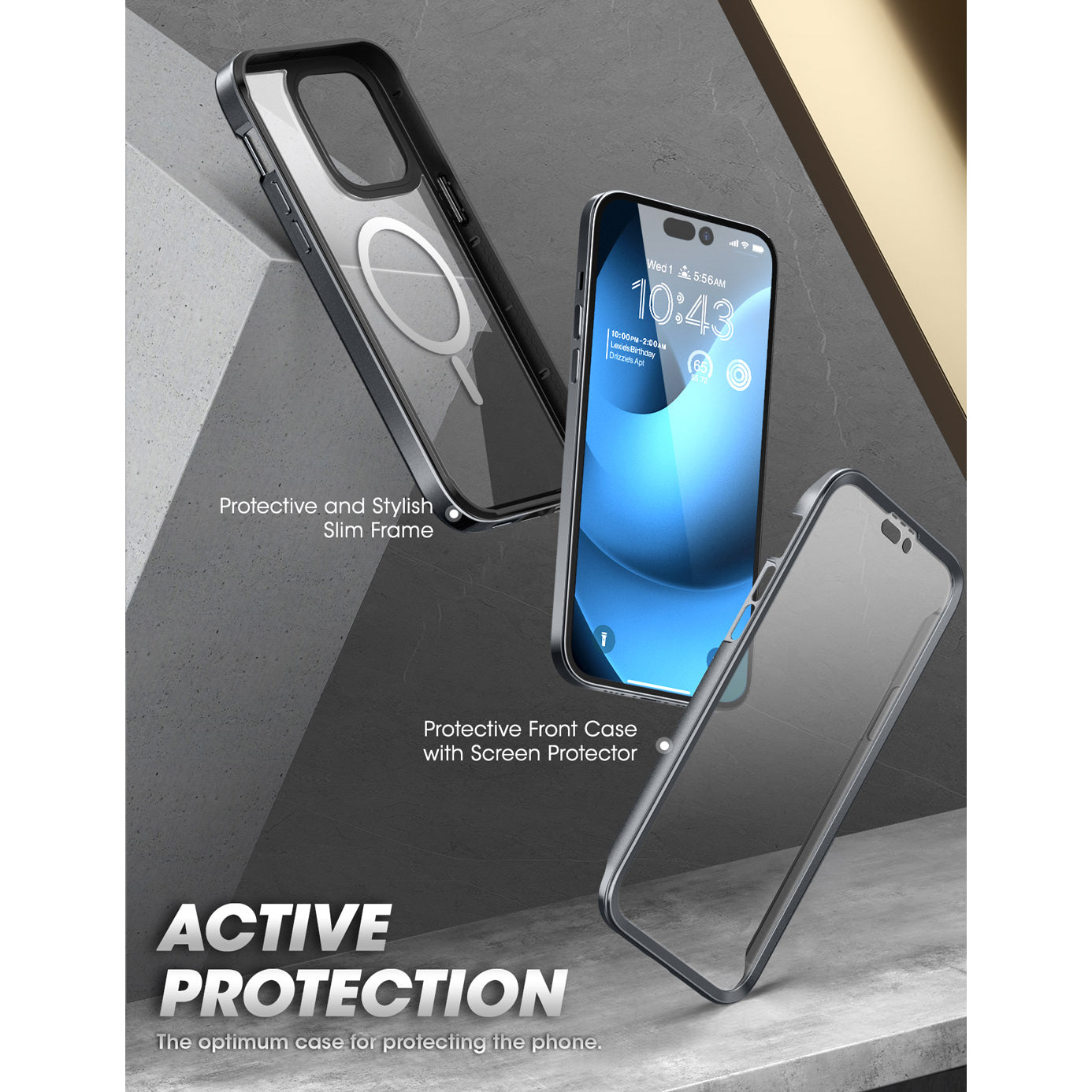 iPhone 14 Pro 6.1 Inch Unicorn Beetle EDGE MAG Case with Built-in Screen Protector - Shockproof Clear Protective Cover (Open Box, Black) - Perfect for Outdoor Activities, Travel & Daily Protection