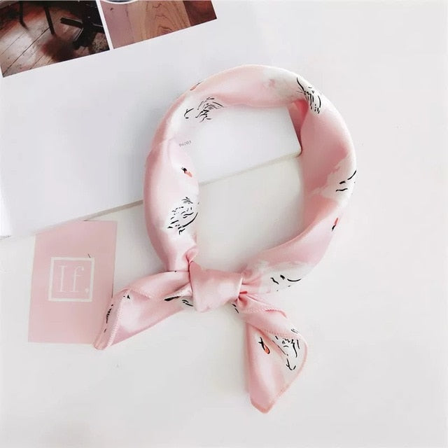 50x50cm Luxury Silk Scarves for Women - Soft Hair Tie, Neckerchief, Foulard & Muffler - Elegant Small Square Scarf for Office, Party & Travel Accessories