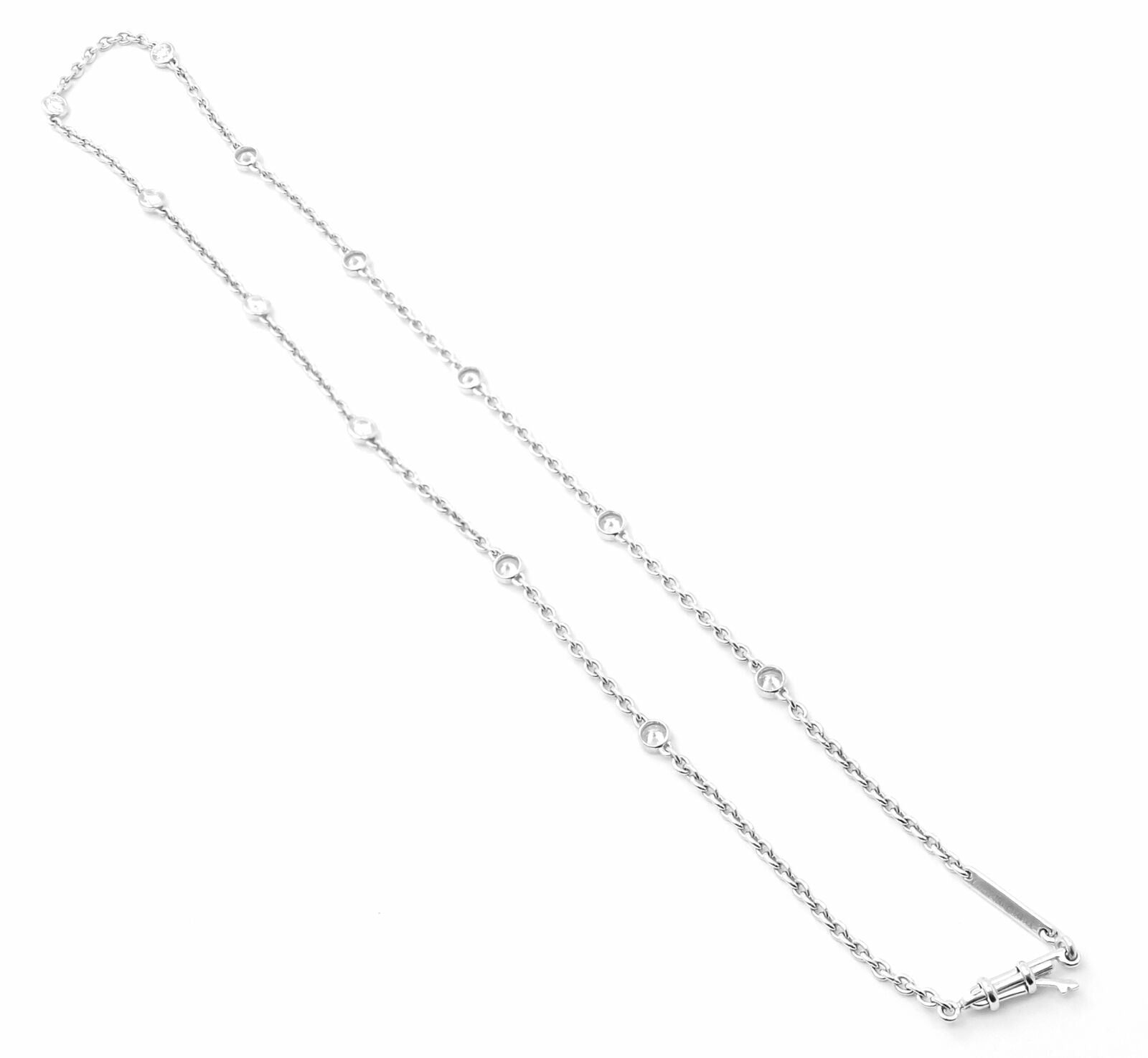 Authentic Cartier 18k White Gold 1.5ct Diamond By The Yard Chain Necklace - Luxury Jewelry for Women, Perfect for Weddings, Anniversaries & Special Occasions