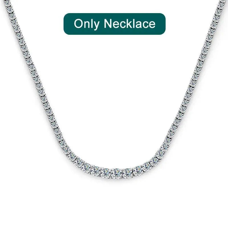 KNOBSPIN Moissanite Tennis Necklace for Women - 925 Sterling Silver Plated 18K White Gold Wedding Jewelry with Certificate | Elegant Bridal Gift, Anniversary Present & Formal Occasion Accessory