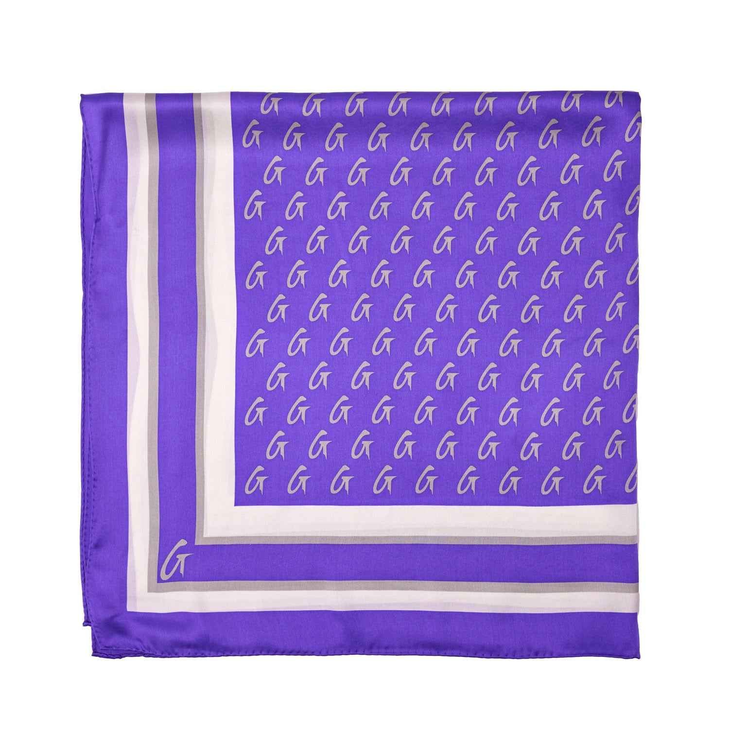 Large Monogram Silk Scarf - Elegant Purple Fashion Accessory for Women | Perfect for Office, Parties & Special Occasions