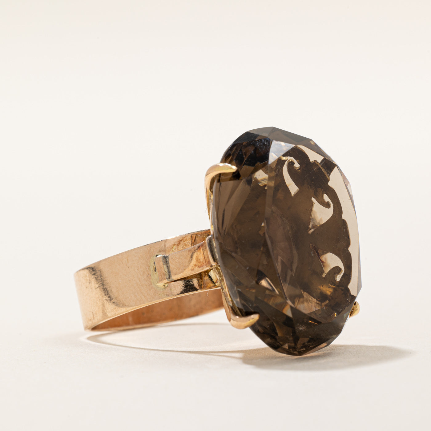 Smokey Quartz Cocktail Ring - 30.00 Carat Genuine Stone - Size 9.5 - Elegant Evening Wear & Special Occasion Jewelry for Women