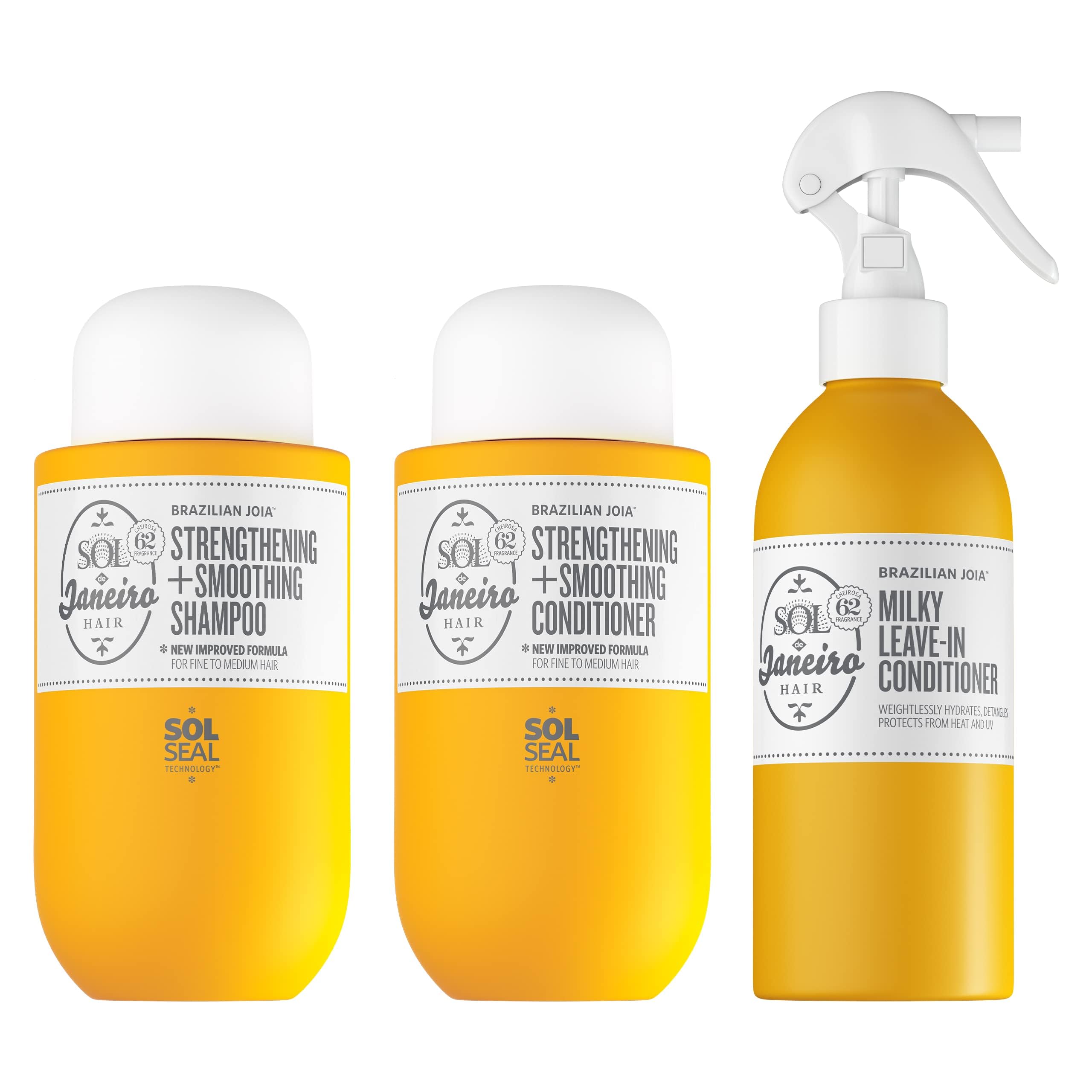 Sol de Janeiro Damage Repair Shampoo & Conditioner Set with Leave-In Treatment - Hydrating Hair Care for Dry, Damaged Hair - Perfect for Salon-Quality Results at Home