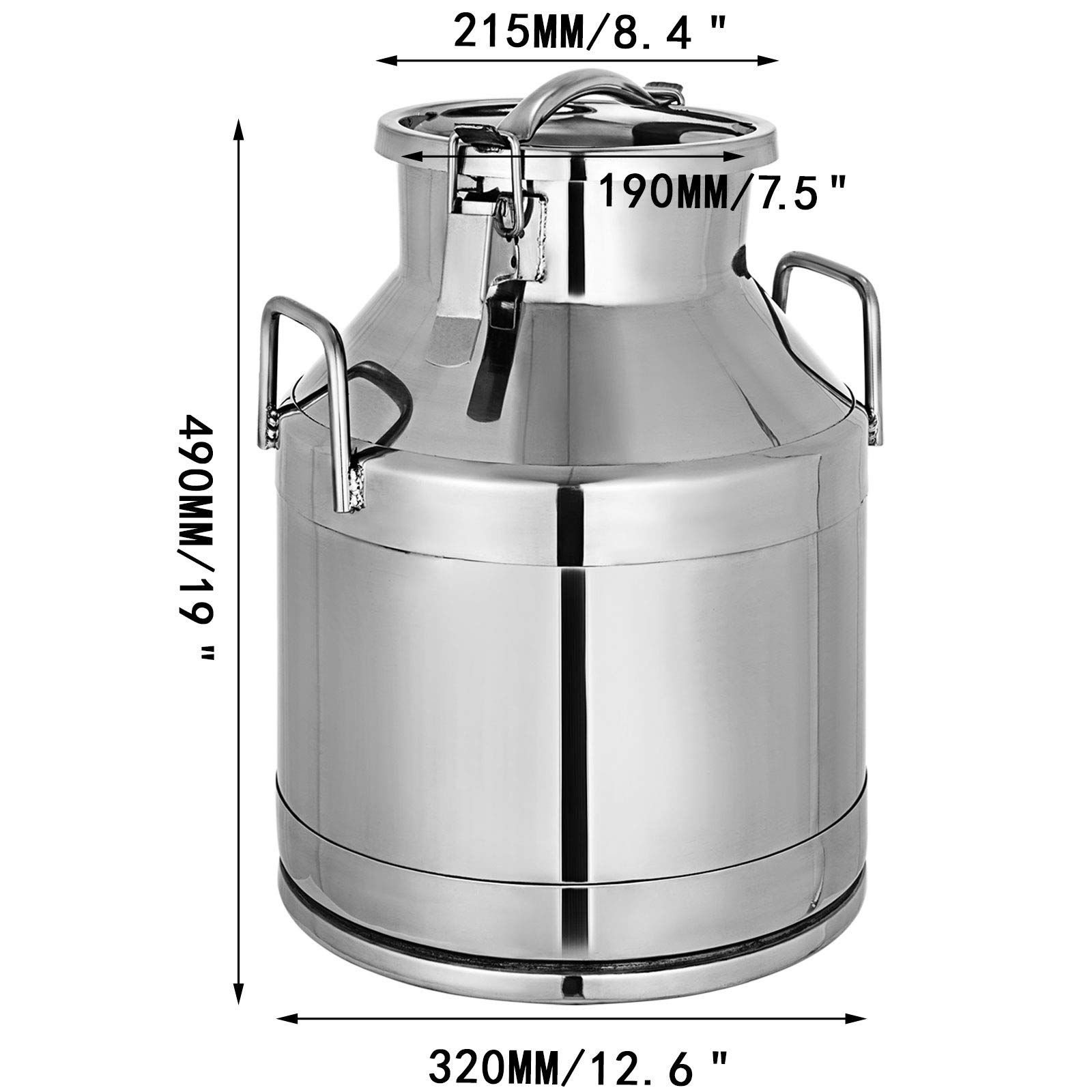 Mophorn 20L (5.25 Gallon) Stainless Steel Milk & Wine Storage Can with Airtight Lid - Heavy Duty Food Grade Container for Dairy, Brewing, Fermentation | Perfect for Farm, Winery, Home Kitchen Use