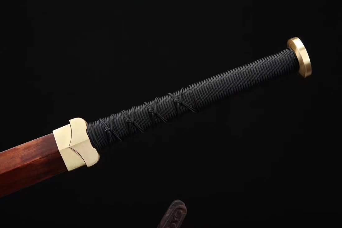 Handmade Han Jian Chinese Sword - Folding Steel Blade, Rosewood Scabbard with Brass Fittings - Traditional Martial Arts Weapon for Collectors & Display