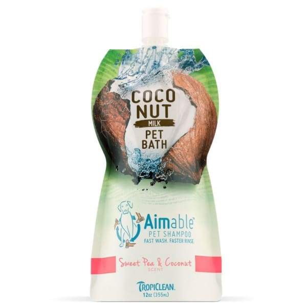 Tropiclean Sweet Pea & Coconut Milk Pet Shampoo for Dogs & Cats - 12oz Coconut Scented Bath Wash - Gentle Cleansing for Soft Fur & Healthy Skin - Perfect for Regular Grooming & Odor Control