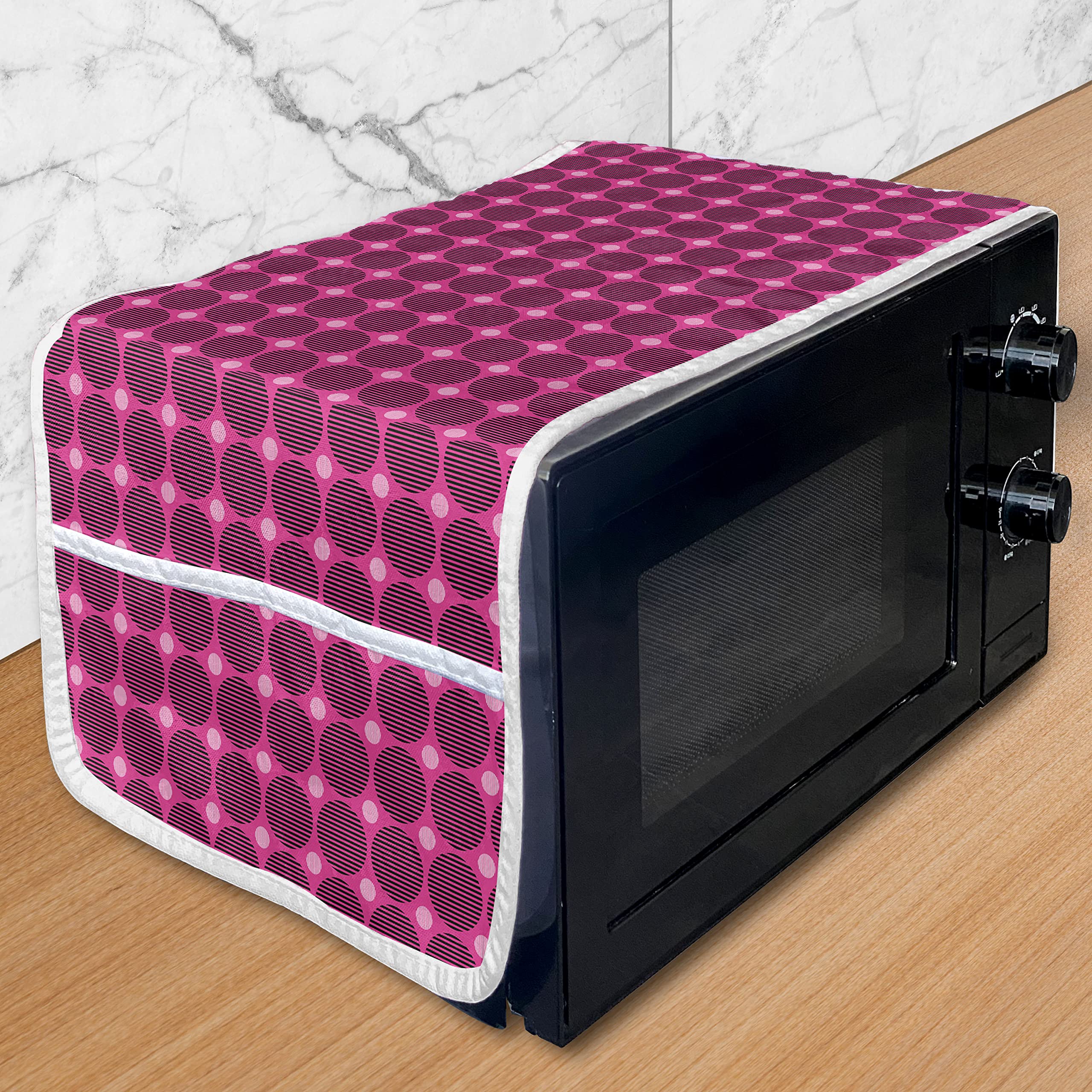 Ambesonne Geometric Microwave Cover - Modern Abstract Striped Pattern, Waterproof Kitchen Organizer with Pockets, 36