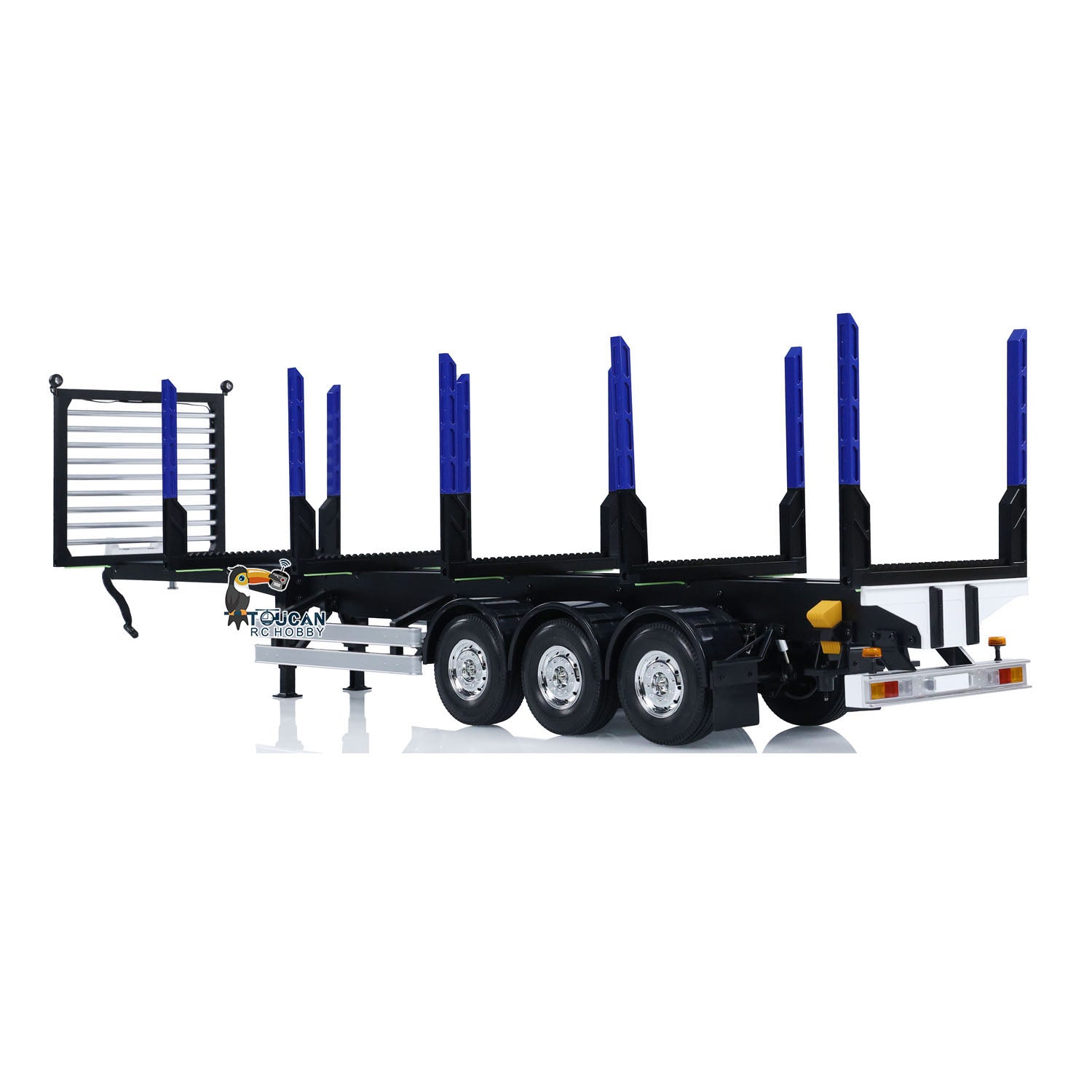 1/14 Scale TAMIYA RC Tractor & Toucan 3-Axle Timber Trailer - DIY Painted Simulation Logging Truck Model for RC Enthusiasts | Perfect for Off-Road Simulation, Construction Site Displays, and Collector Showcases