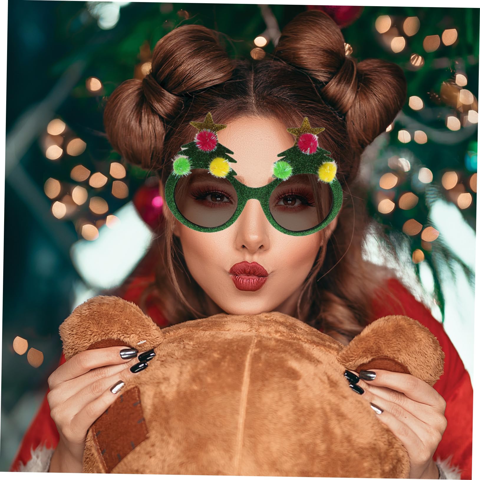 Amosfun Christmas Glasses - Novelty Holiday Eyewear for Parties, Festive Accessories & Tree Decorations | Comfortable & Decorative Fancy Glasses for Christmas Celebrations, Office Parties & Family Gatherings